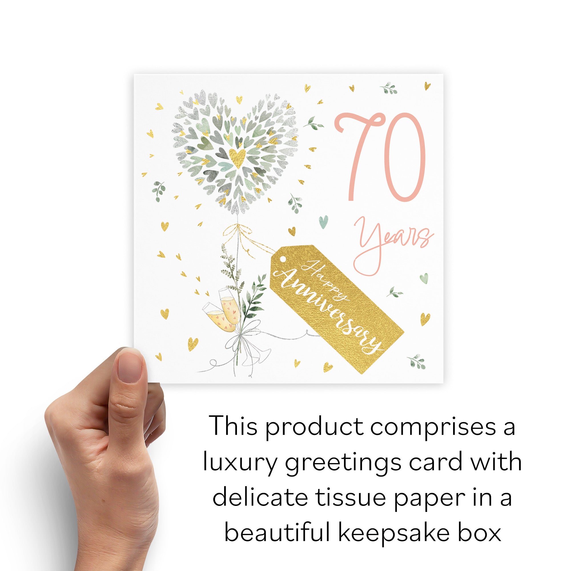 Boxed 70th Anniversary Card Contemporary Hearts Milo's Gallery - Default Title (B0D5YL44FM)