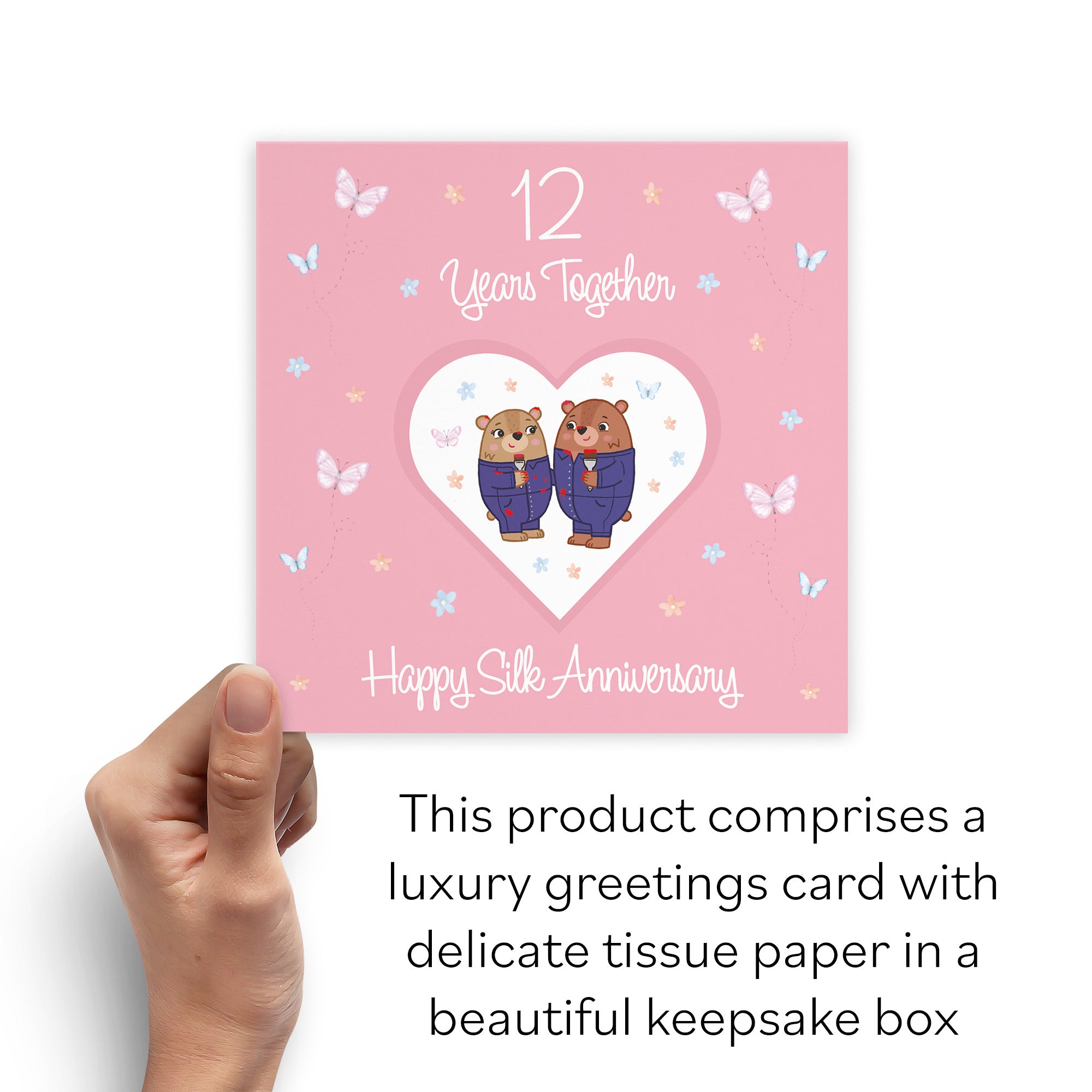 Boxed 12th Anniversary Card Silk Romantic Meadows - Default Title (B0D5YL4Y34)