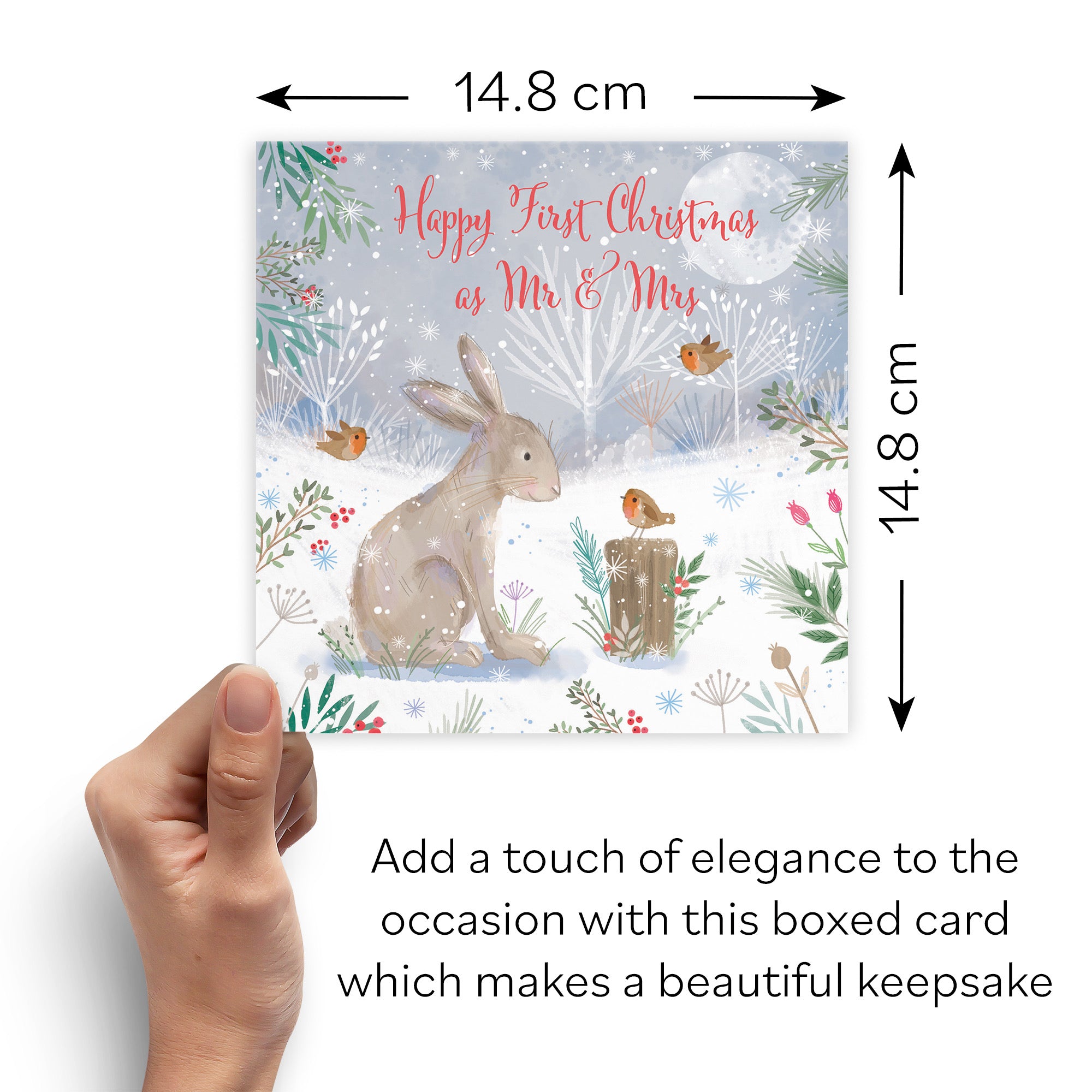 Boxed First Christmas As Mr And Mrs For Couple Cute Hare Card Nature's Treasures - Default Title (B0D5YL553C)