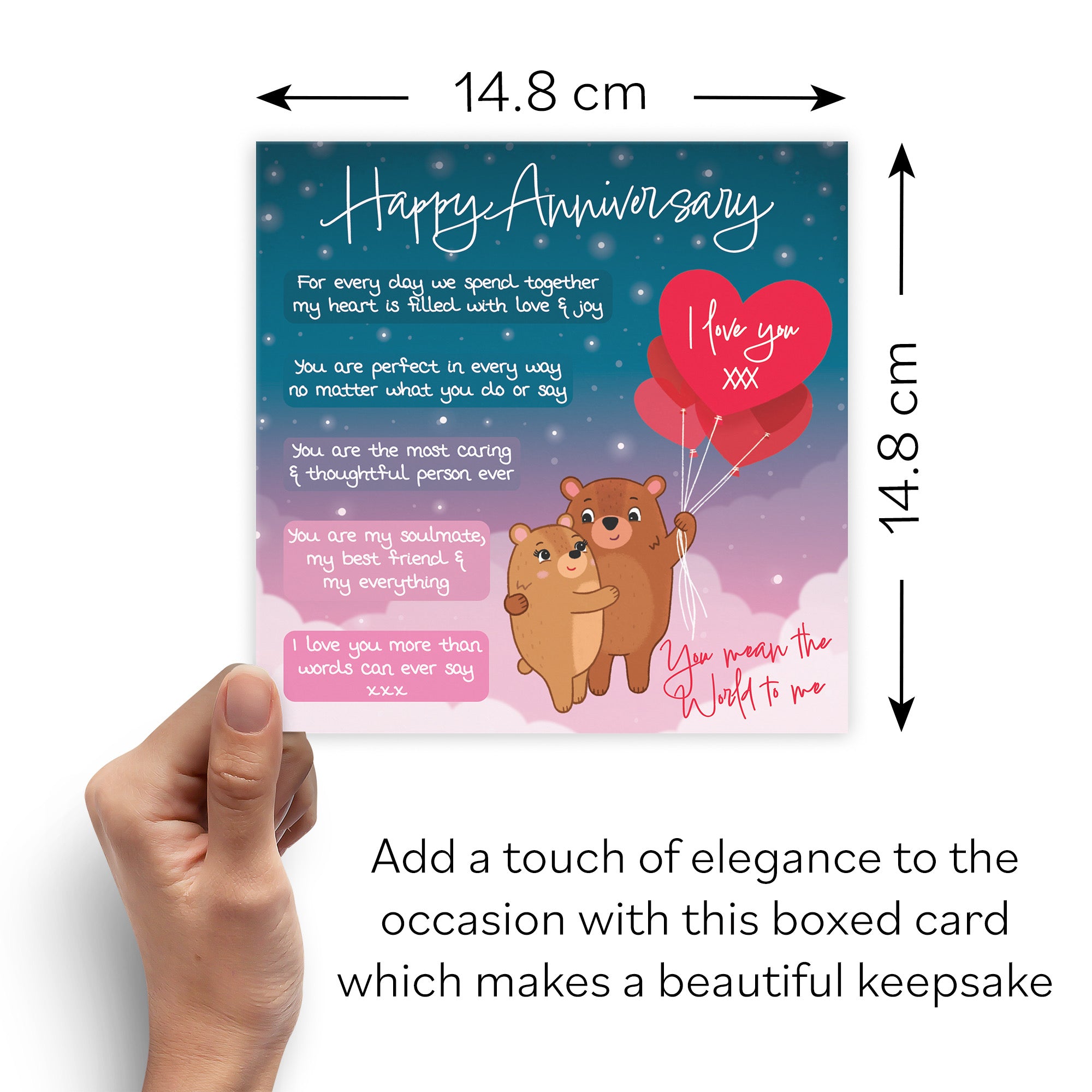 Boxed Romantic Starry Night Anniversary Card Starry Night Cute Bears - Default Title (B0D5YL5XY3)