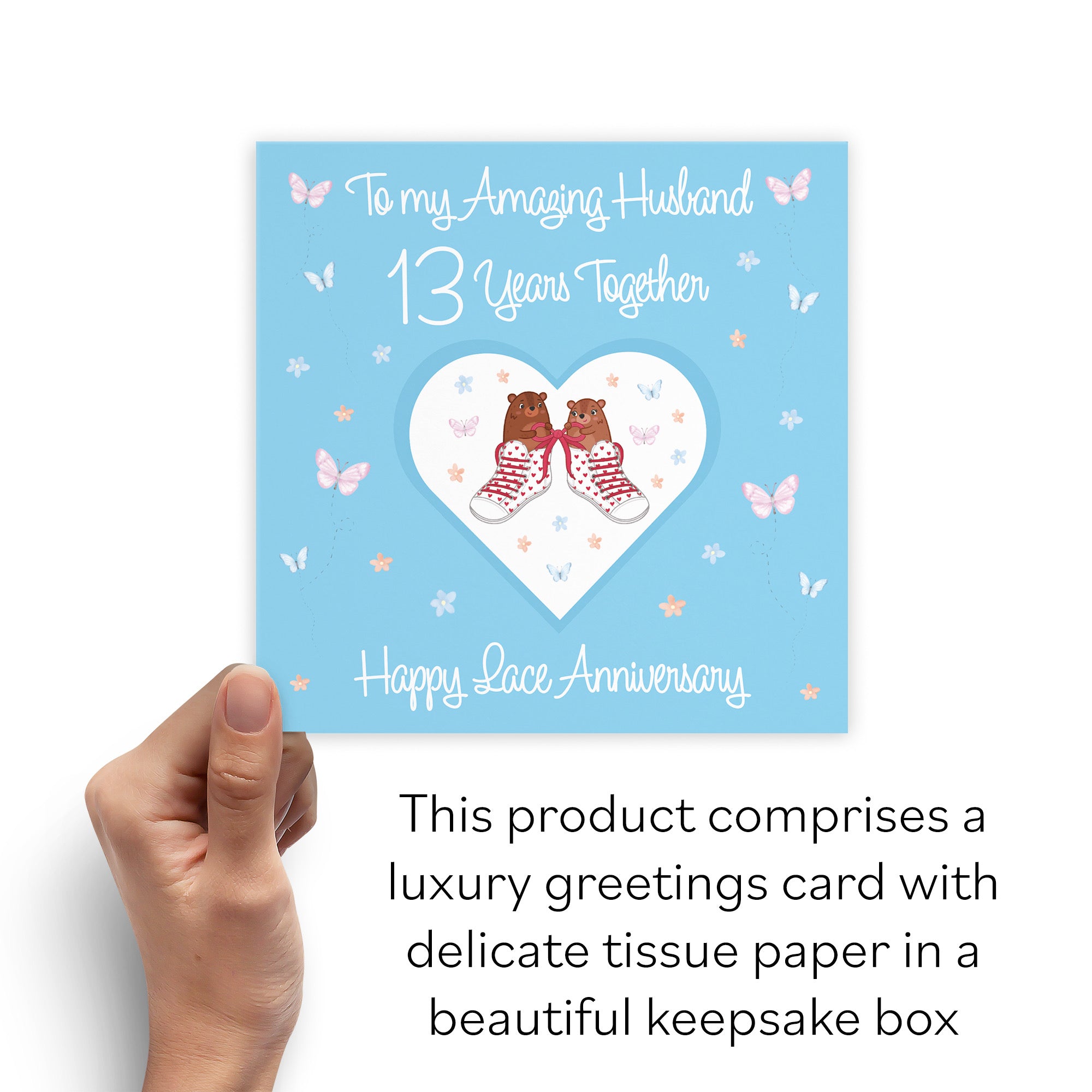 Boxed Husband 13th Anniversary Card Lace Romantic Meadows - Default Title (B0D5YL6DTT)