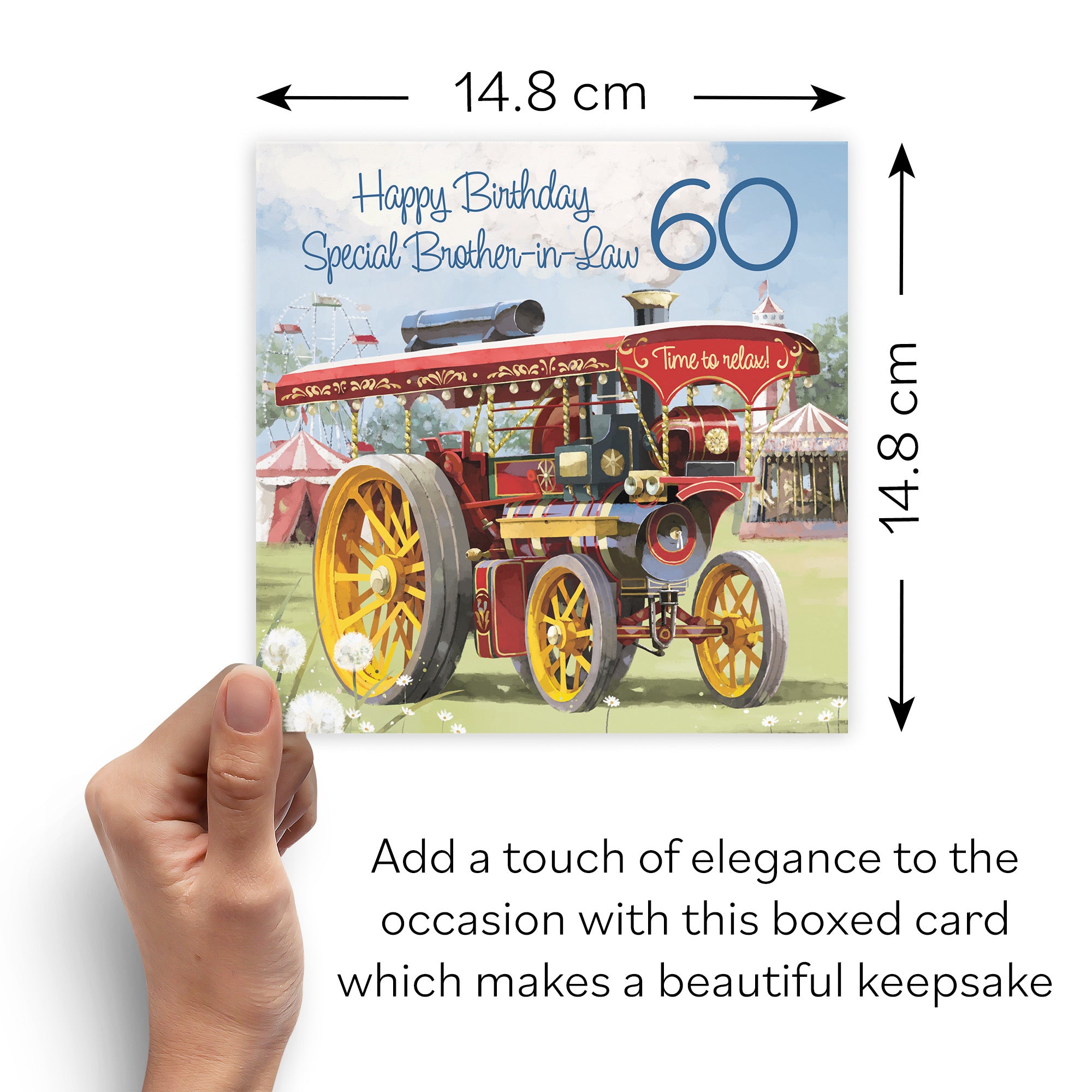 Boxed 60th Brother-in-Law Traction Engine Birthday Card Steam Tractor Milo's Gallery - Default Title (B0D5YL8NBX)