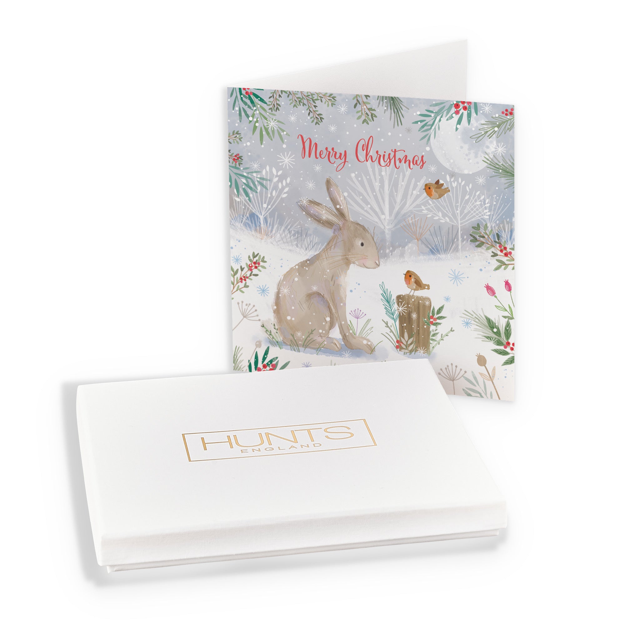 Boxed Open Single Merry Christmas Hare Family Fun Card Nature's Treasures - Default Title (B0D5YL97BF)