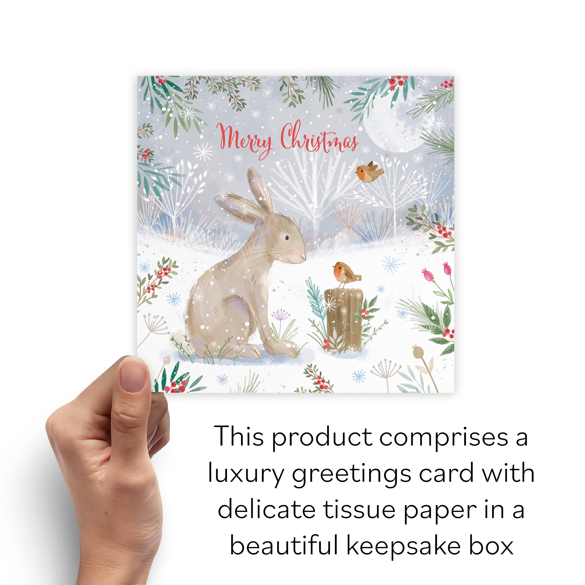 Boxed Open Single Merry Christmas Hare Family Fun Card Nature's Treasures - Default Title (B0D5YL97BF)