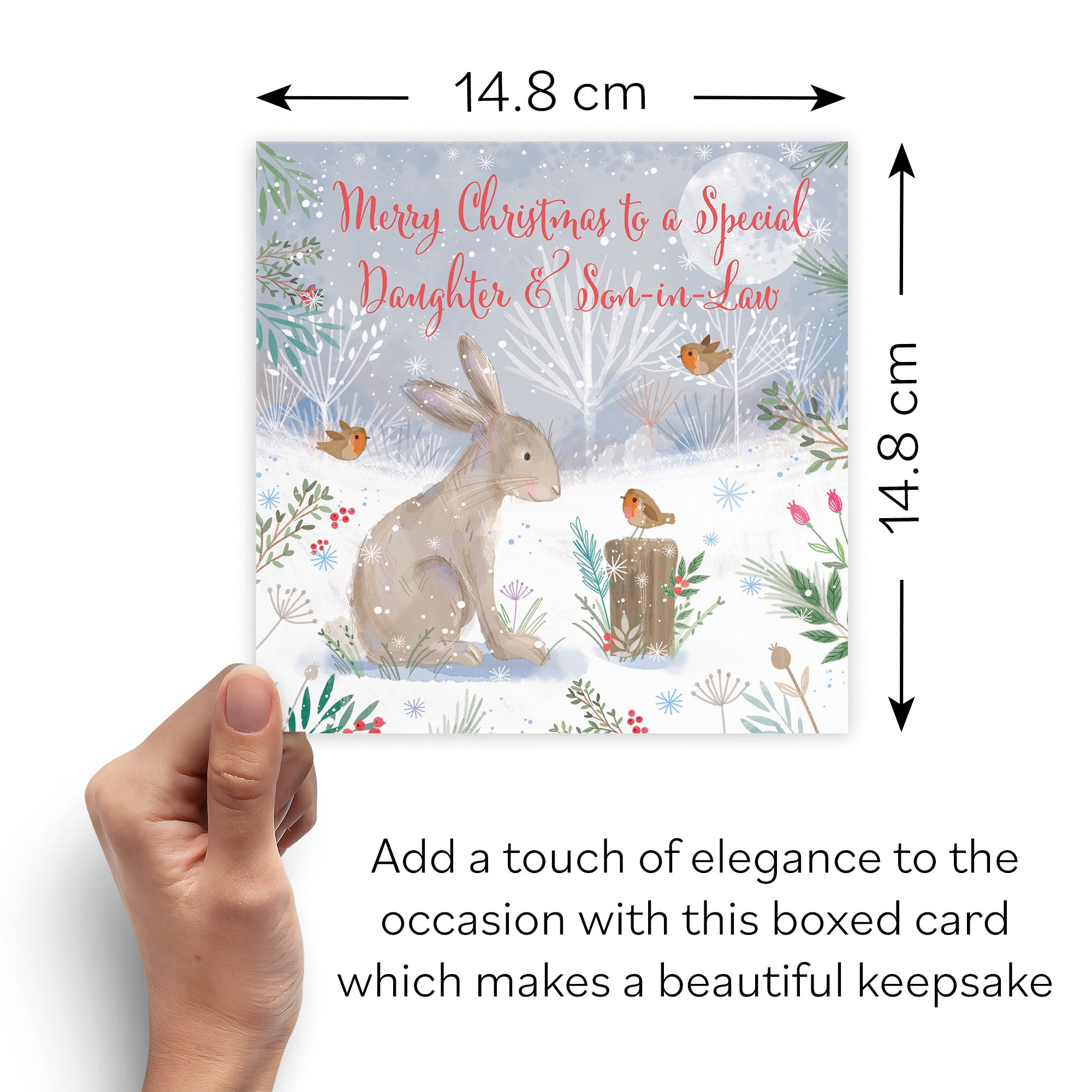 Boxed Daughter And Son In Law Cute Hare Christmas Card Nature's Treasures - Default Title (B0D5YLB4W8)