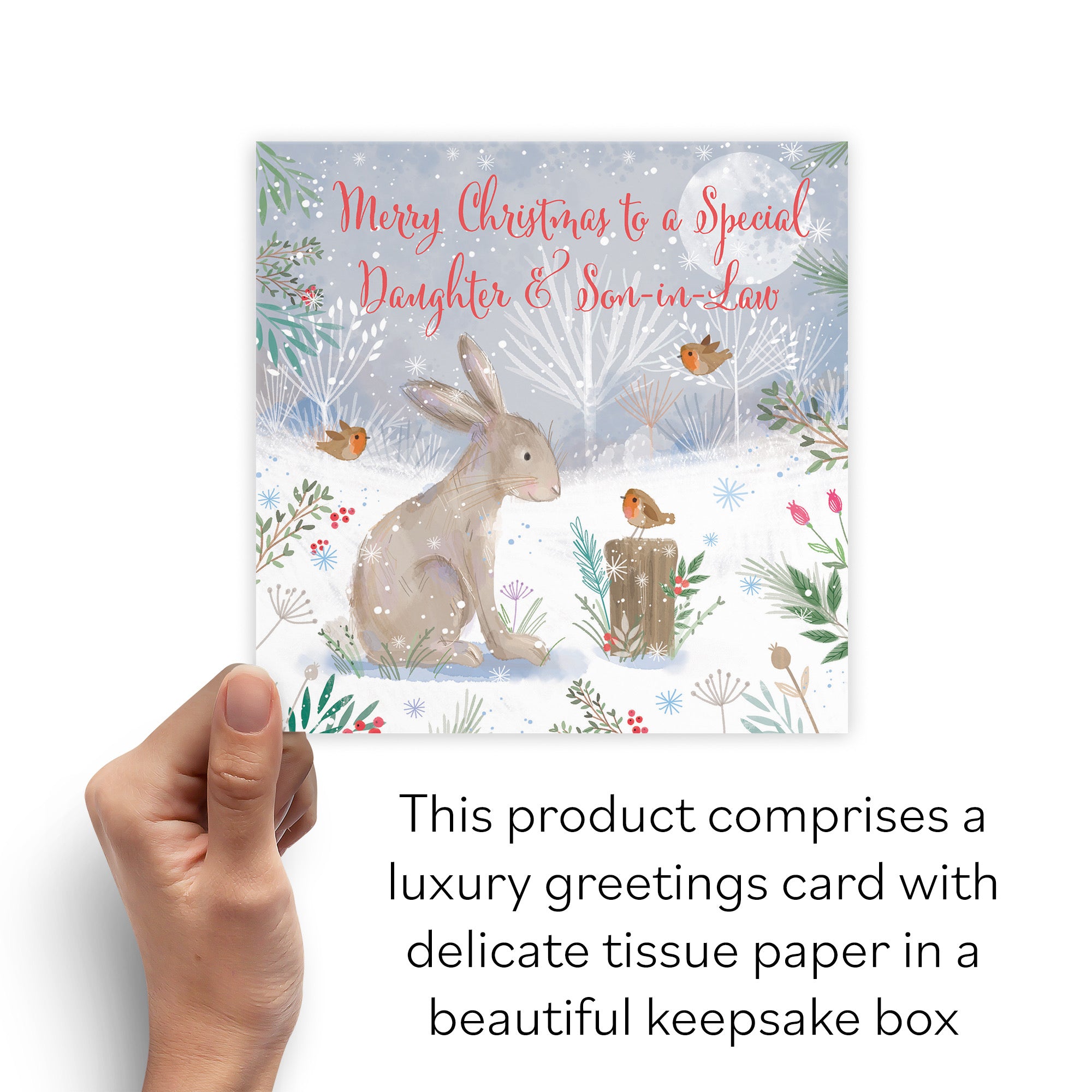 Boxed Daughter And Son In Law Cute Hare Christmas Card Nature's Treasures - Default Title (B0D5YLB4W8)