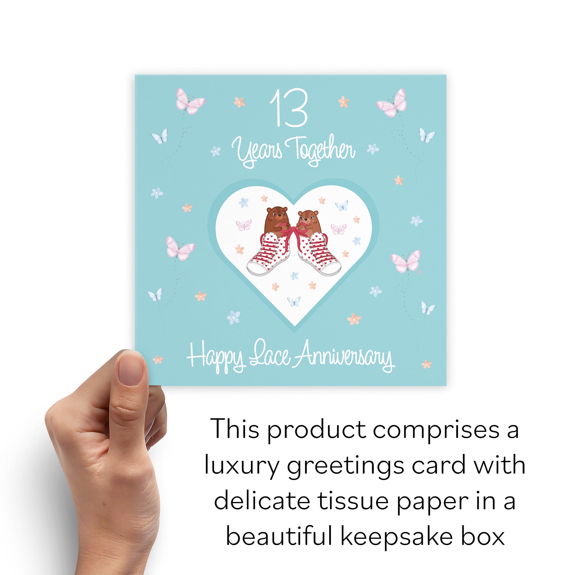 Boxed 13th Anniversary Card Lace Romantic Meadows - Default Title (B0D5YLF21W)