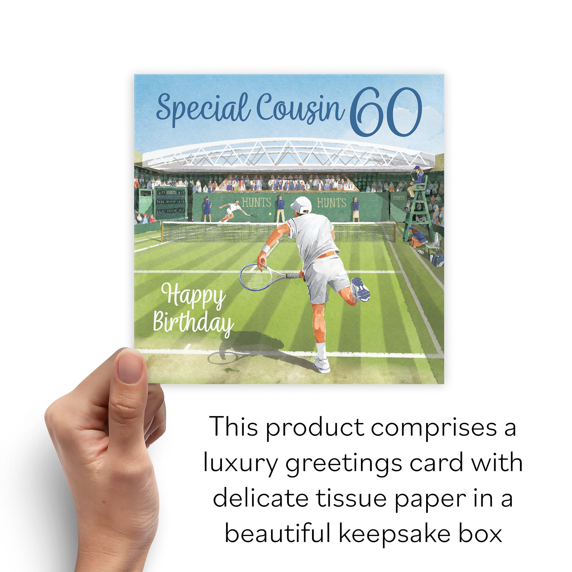 Boxed Cousin 60th Tennis Birthday Card Milo's Gallery - Default Title (B0D5YLF9F8)