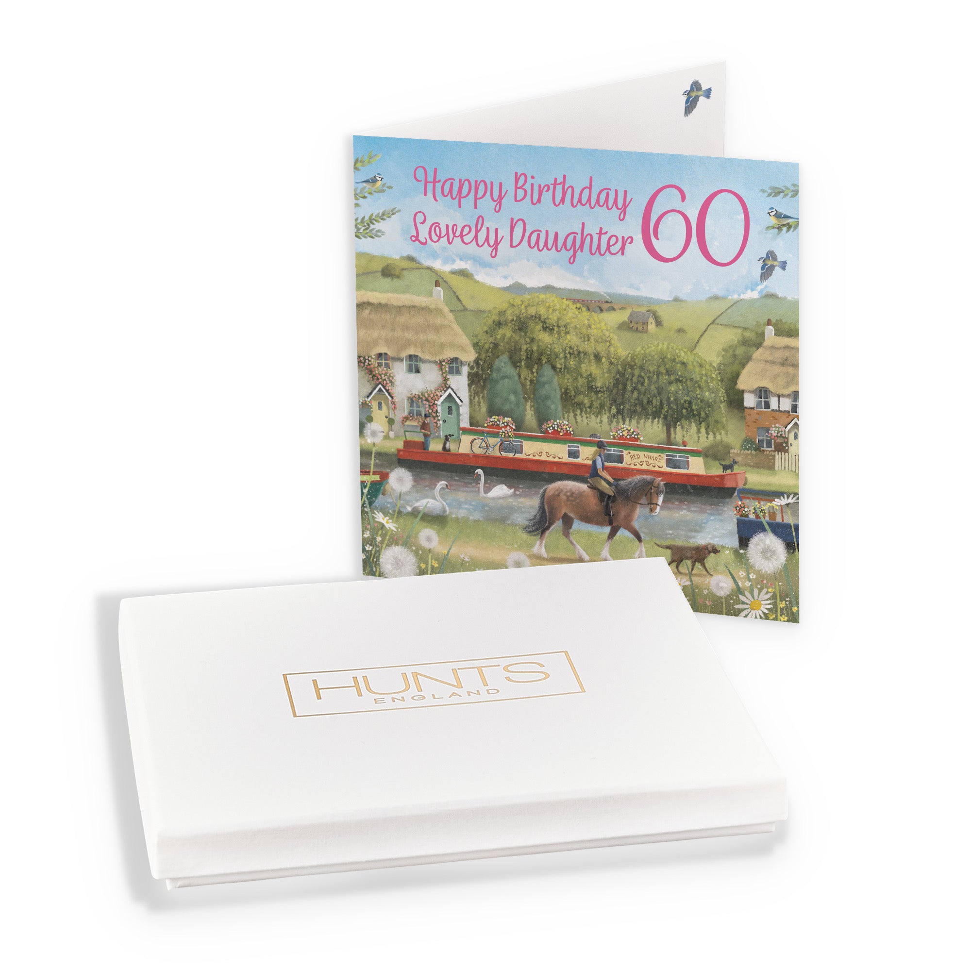 Boxed 60th Daughter Canal Narrowboat Birthday Card Horse Riding Milo's Gallery - Default Title (B0D5YLGHPN)