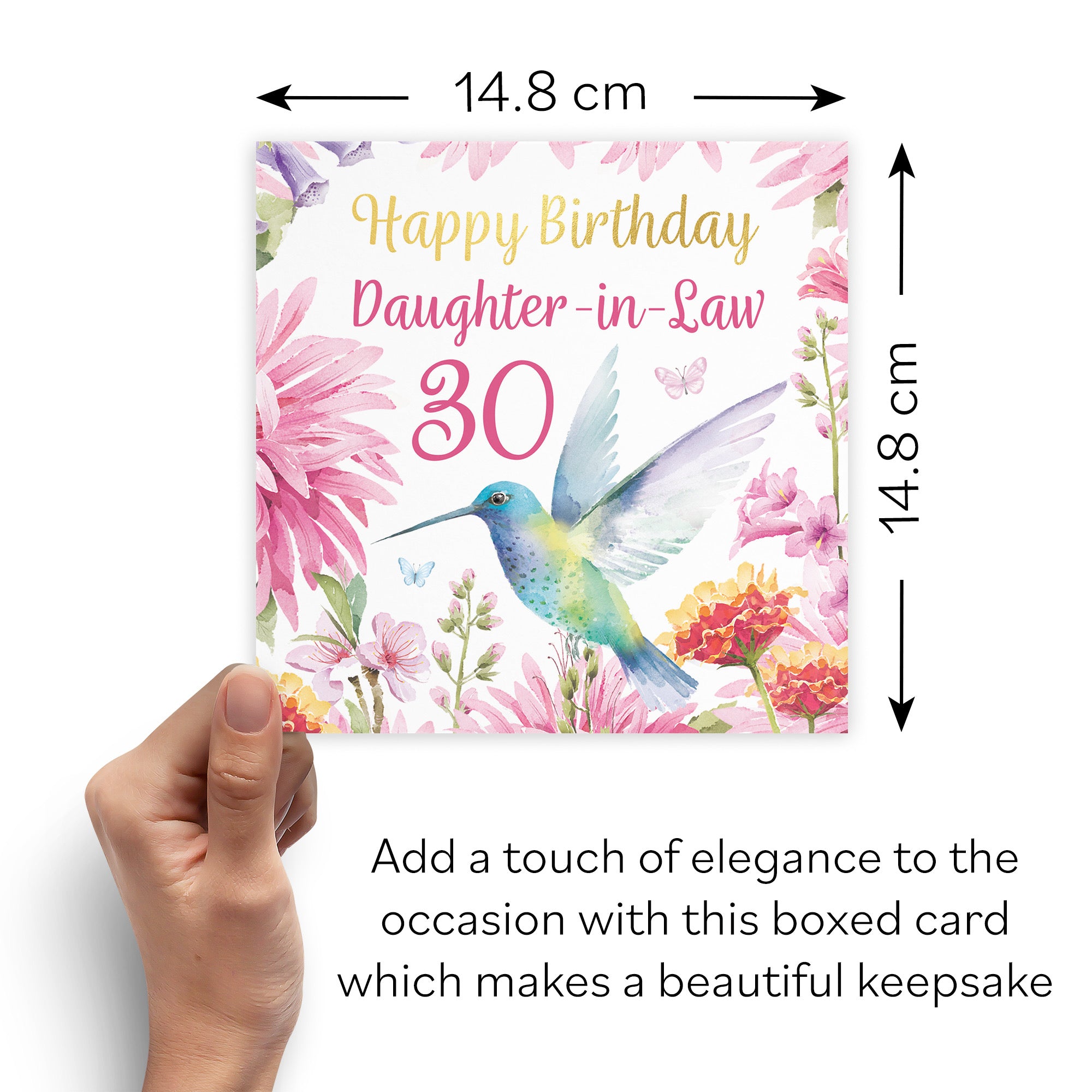 Boxed 30th Daughter-in-Law Birthday Card Hummingbird Gold Foil Milo's Gallery - Default Title (B0D5YLPDH3)