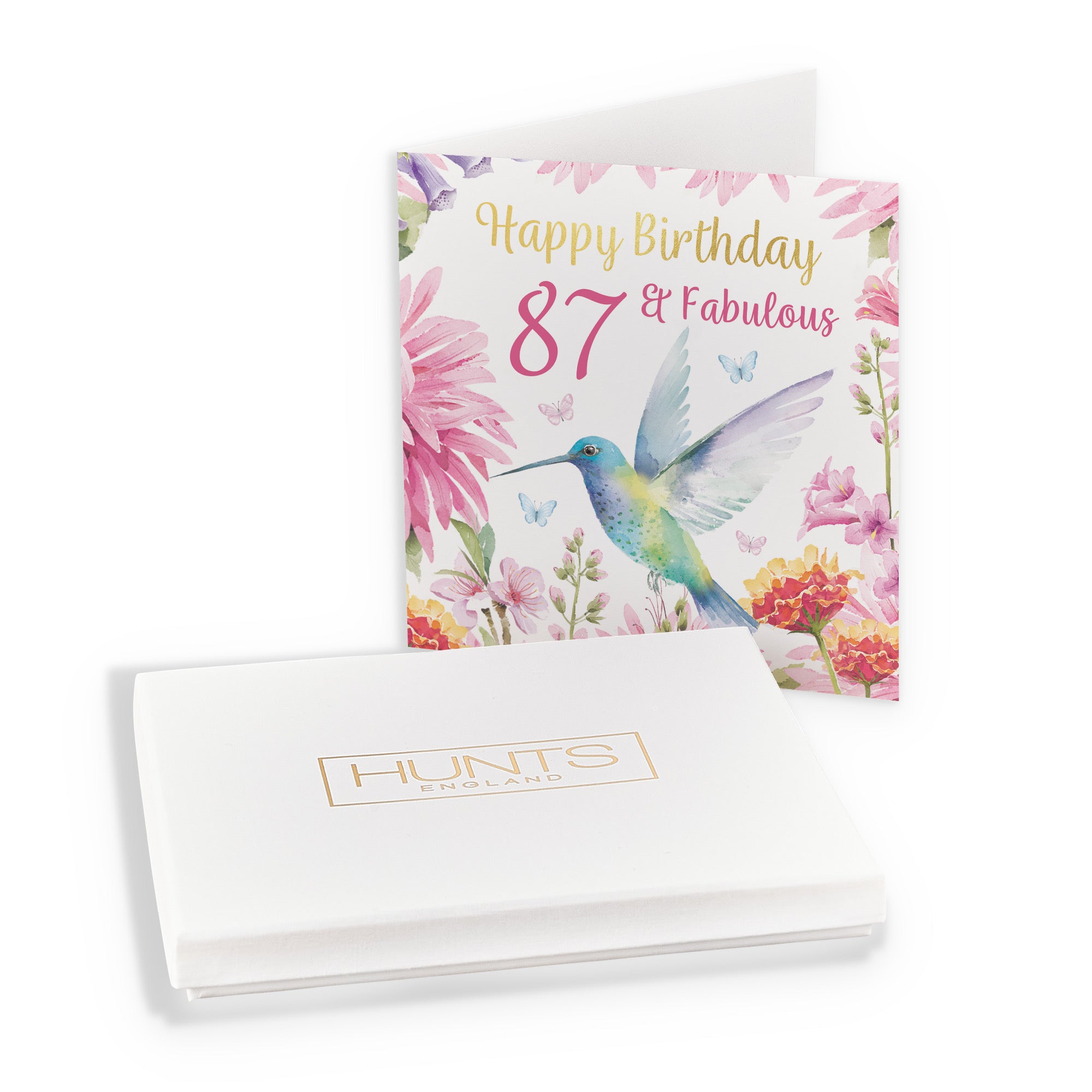 Boxed 87th Birthday Card Hummingbird Gold Foil Milo's Gallery - Default Title (B0D5YLPKGQ)