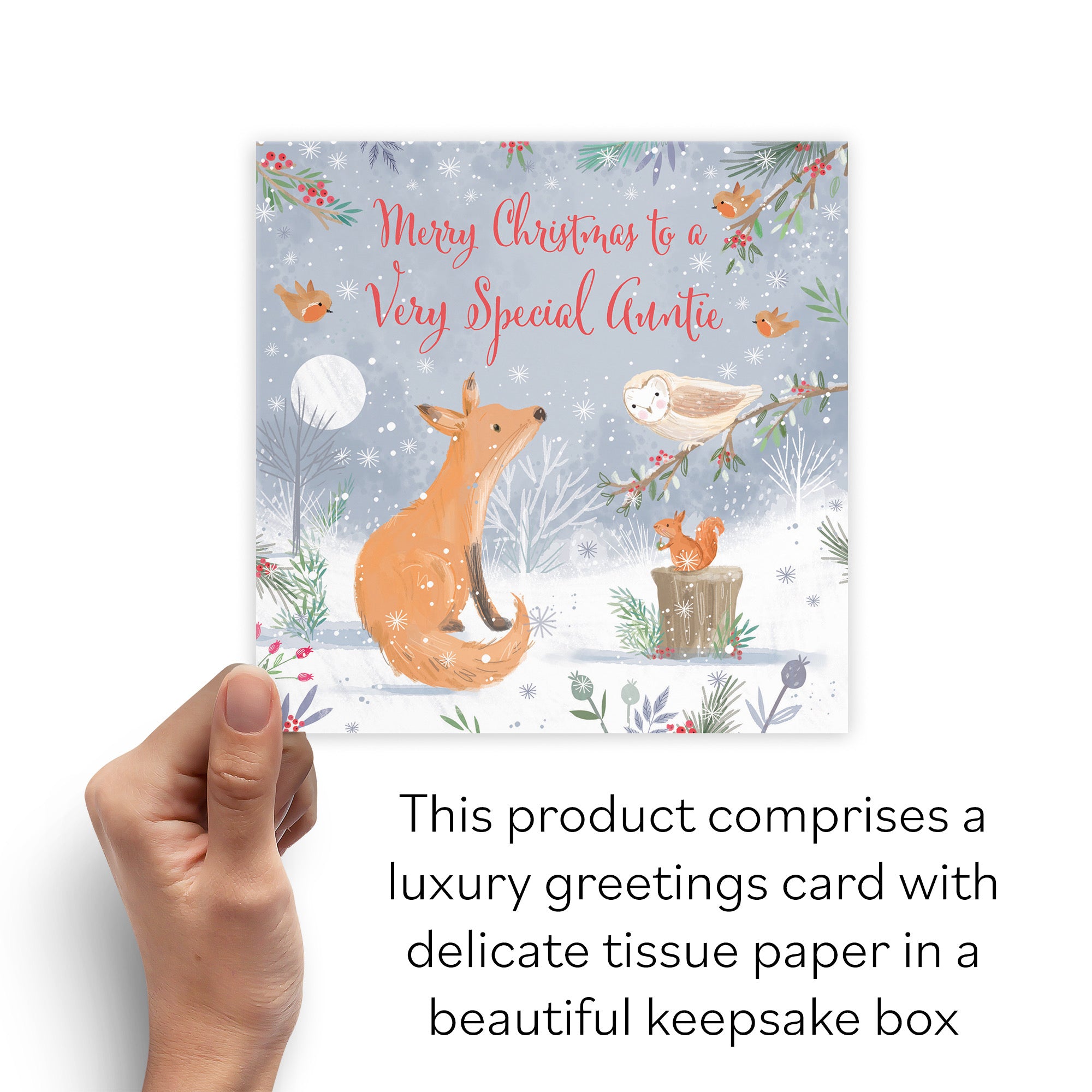 Boxed Auntie Cute Fox Christmas Card Nature's Treasures - Default Title (B0D5YLPRX1)