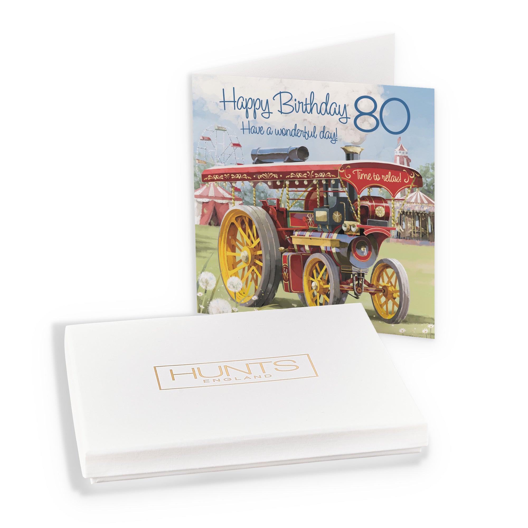 Boxed Traction Engine 80th Birthday Card Steam Tractor Milo's Gallery - Default Title (B0D5YLQ75K)