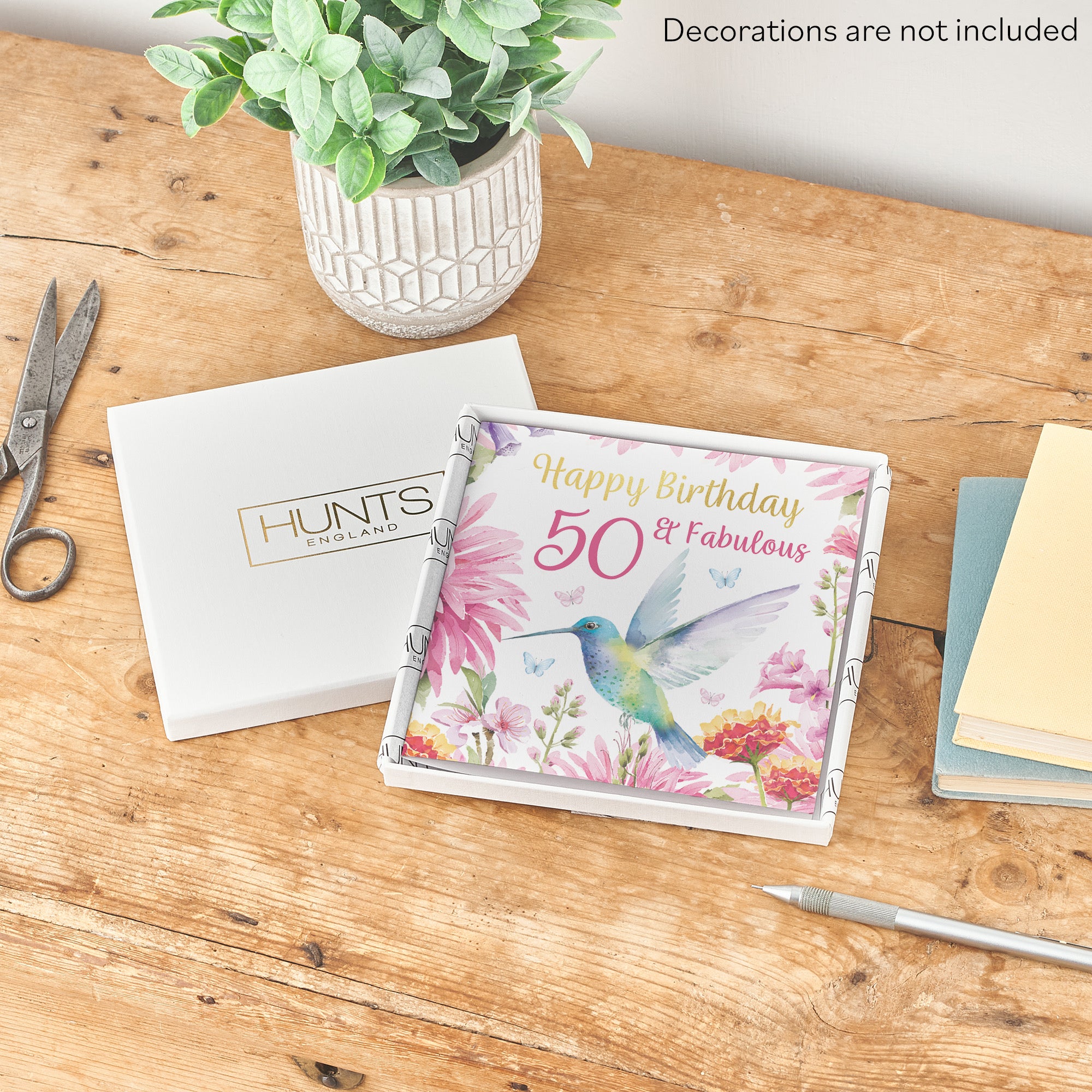 Boxed 50th Birthday Card Hummingbird Gold Foil Milo's Gallery - Default Title (B0D5YLRN8W)