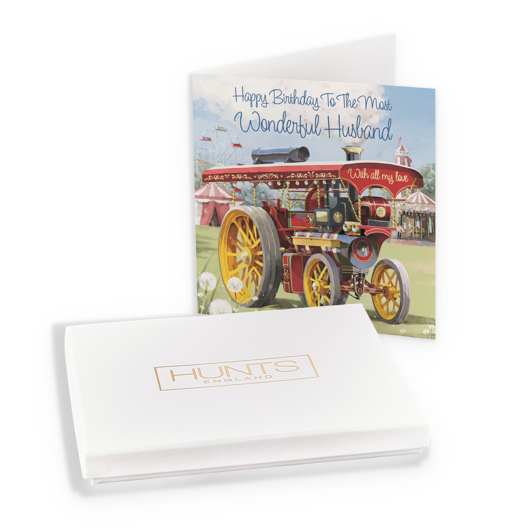 Boxed Husband Traction Engine Birthday Card Steam Tractor Milo's Gallery - Default Title (B0D5YLSRG5)