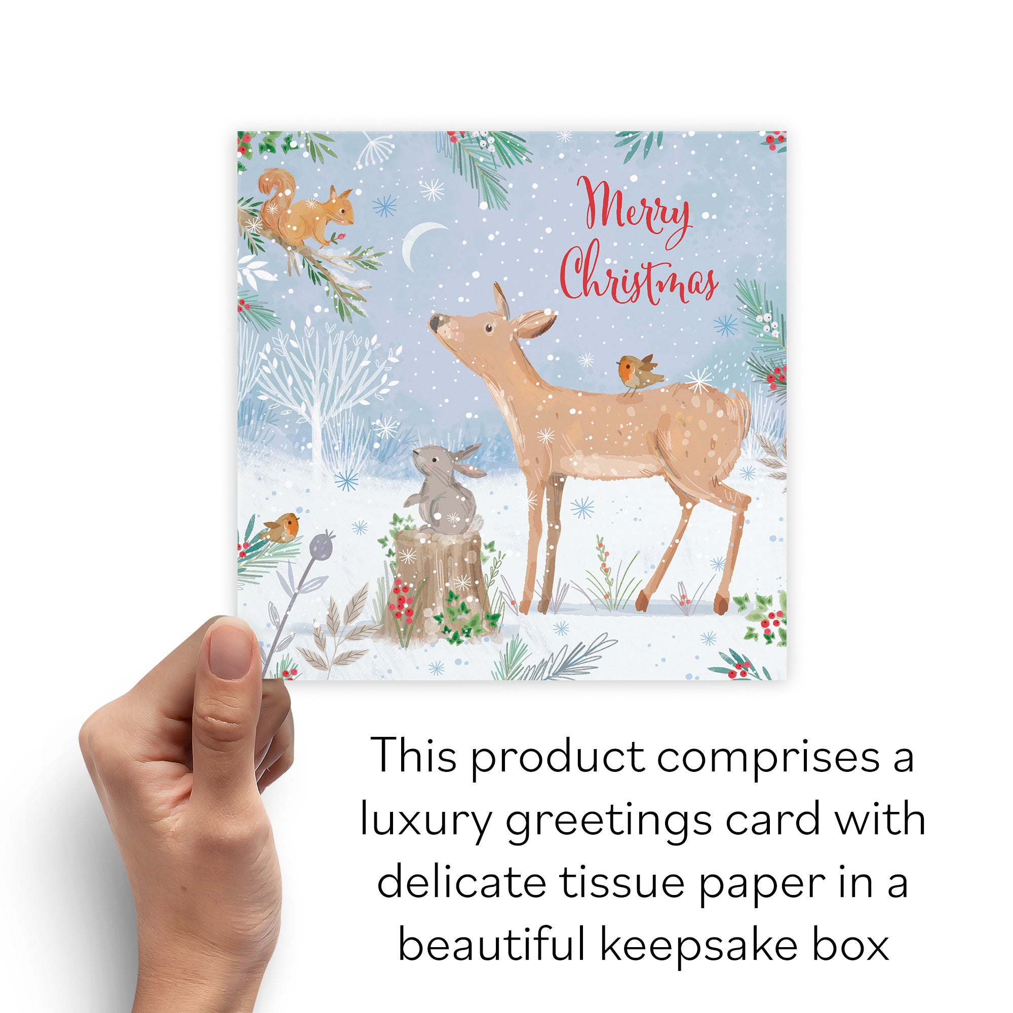 Boxed Open Single Merry Christmas Deer Family Fun Card Nature's Treasures - Default Title (B0D5YLX131)