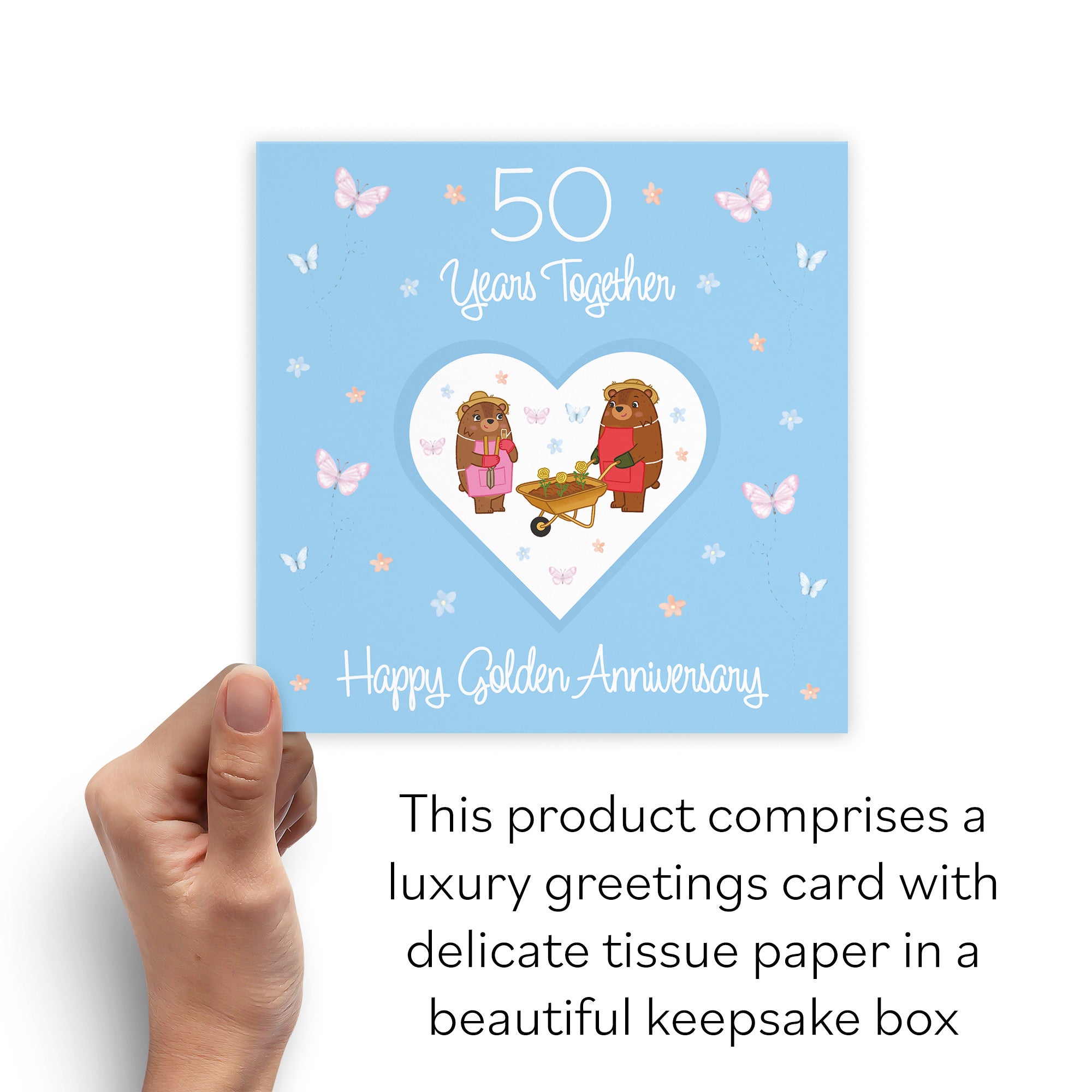 Boxed 50th Anniversary Card Golden Romantic Meadows - Default Title (B0D5YLYJ7L)