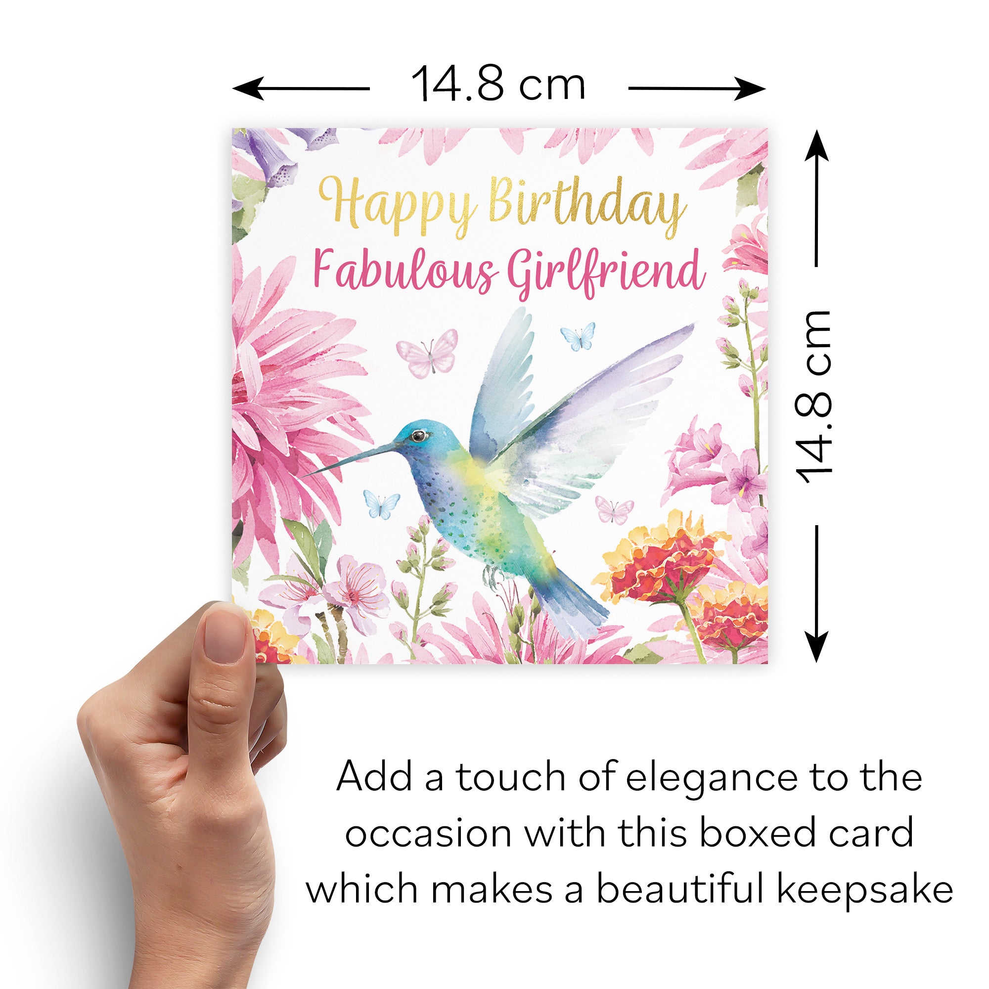 Boxed Girlfriend Birthday Card Hummingbird Gold Foil Milo's Gallery - Default Title (B0D5YM1945)