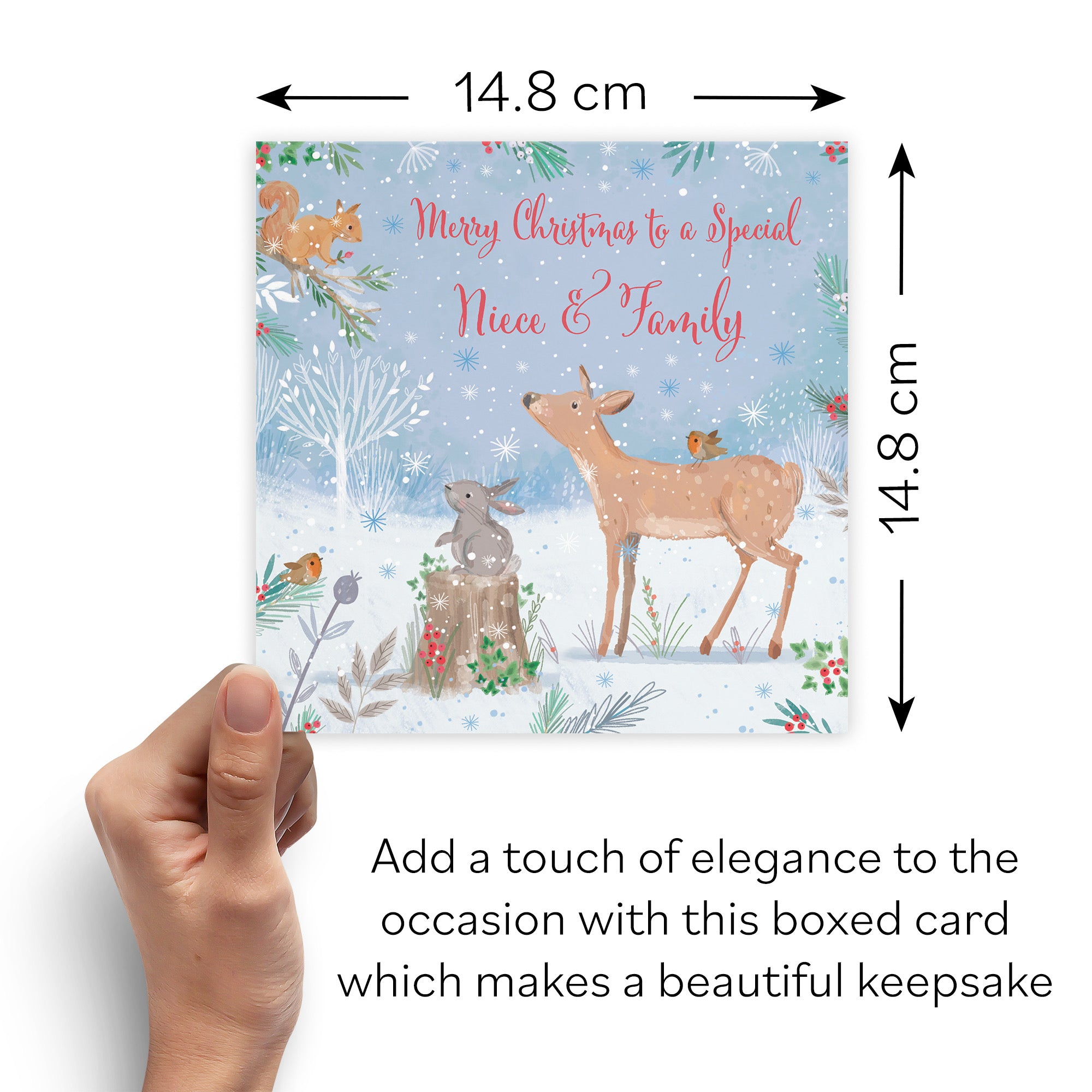 Boxed Niece And Family Cute Deer Christmas Card Nature's Treasures - Default Title (B0D5YM1JMR)