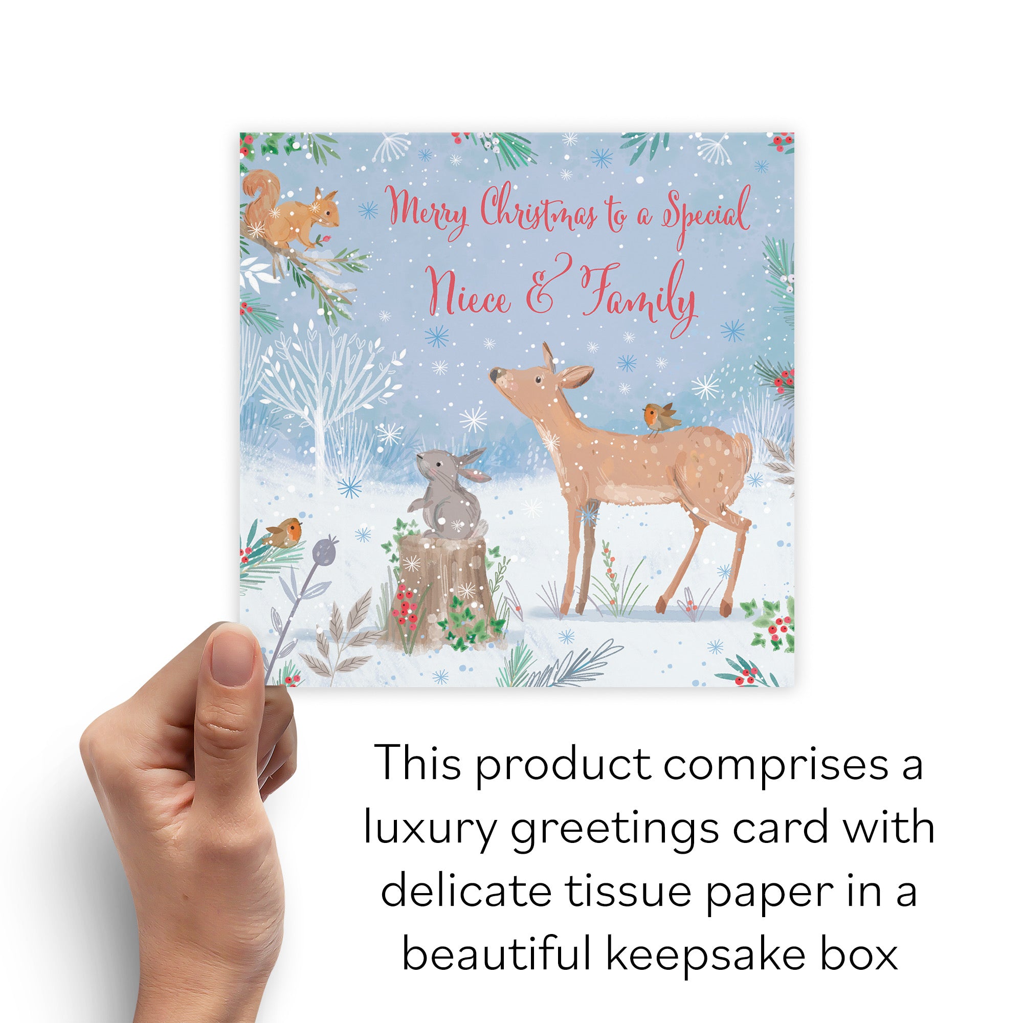 Boxed Niece And Family Cute Deer Christmas Card Nature's Treasures - Default Title (B0D5YM1JMR)