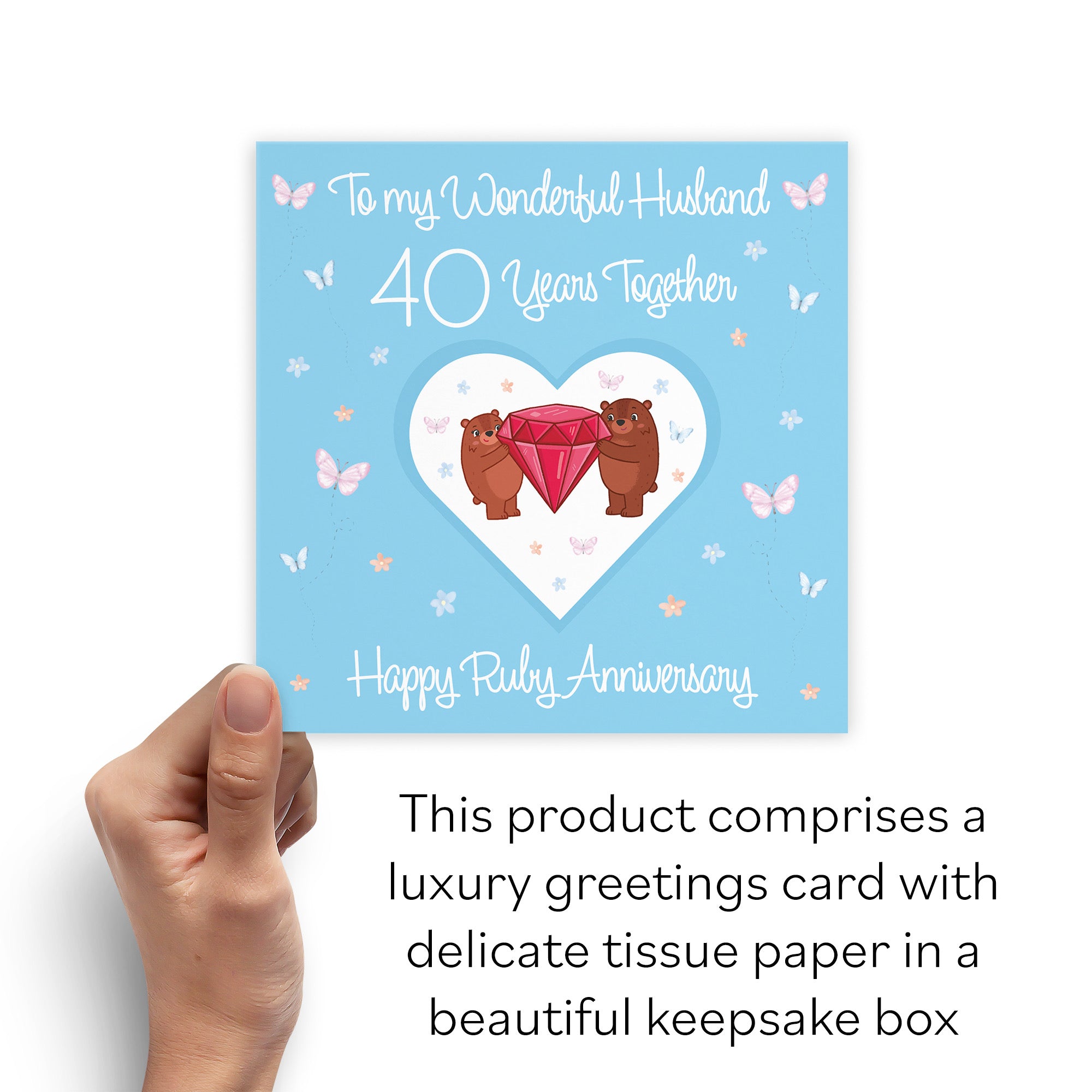 Boxed Husband 40th Anniversary Card Ruby Romantic Meadows - Default Title (B0D5YM1WJ7)