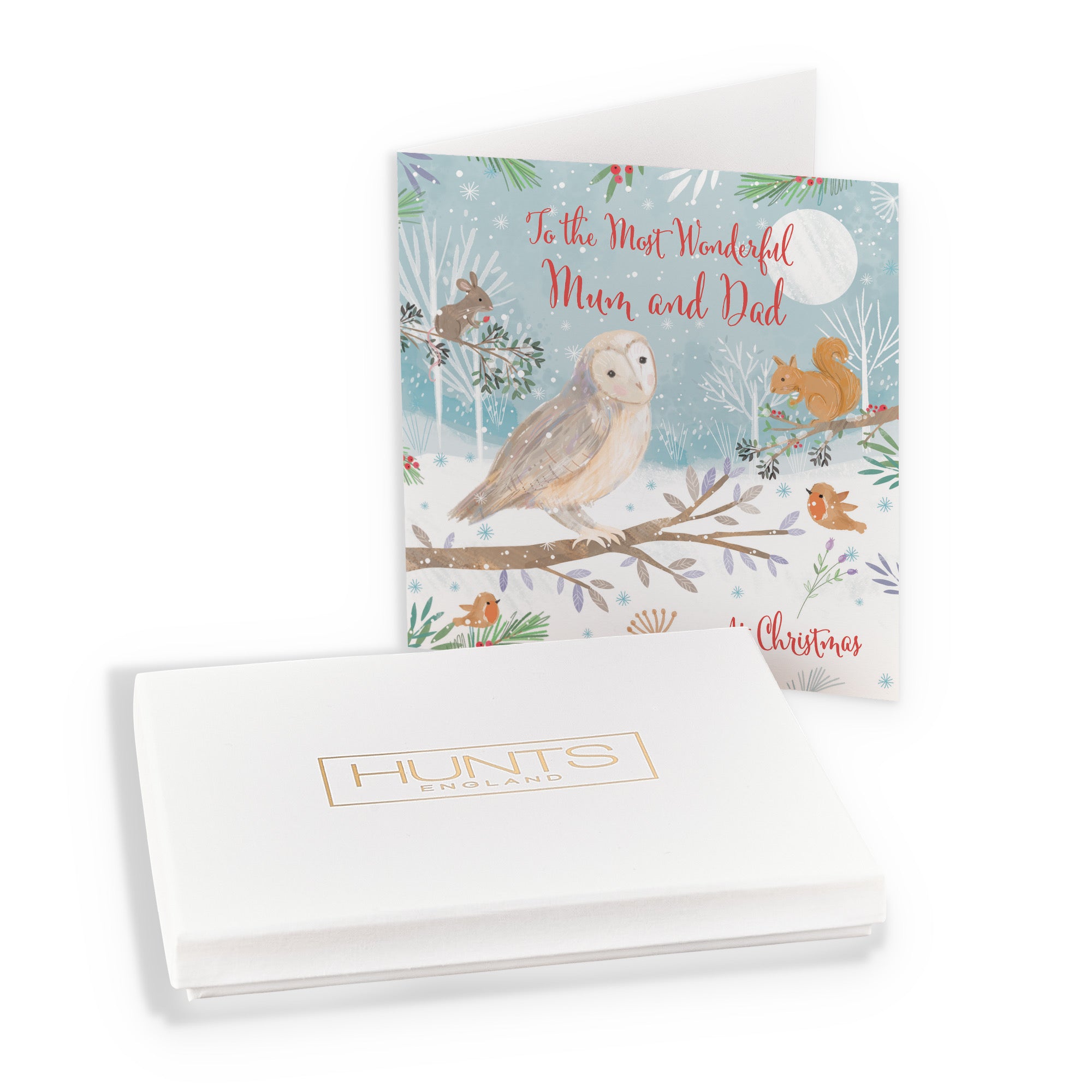 Boxed Mum And Dad Cute Owl Christmas Card Nature's Treasures - Default Title (B0D5YM675P)