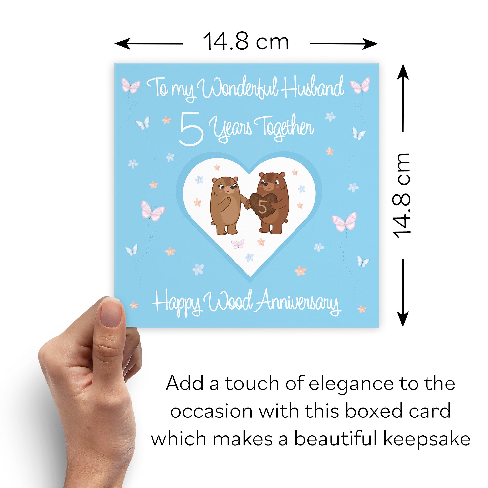 Boxed Husband 5th Anniversary Card Wood Romantic Meadows - Default Title (B0D5YM7G1Y)