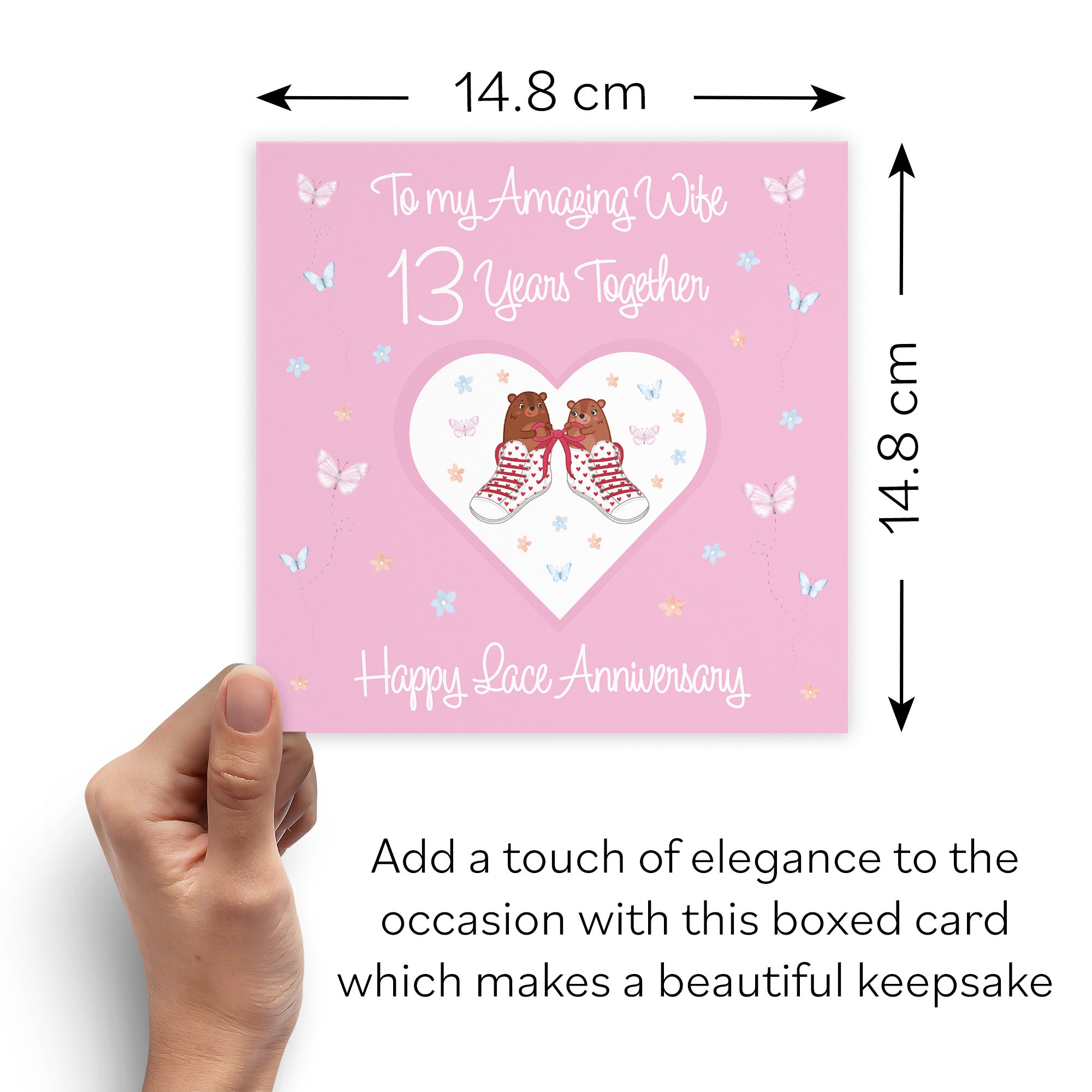 Boxed Wife 13th Anniversary Card Lace Romantic Meadows - Default Title (B0D5YM7YRC)