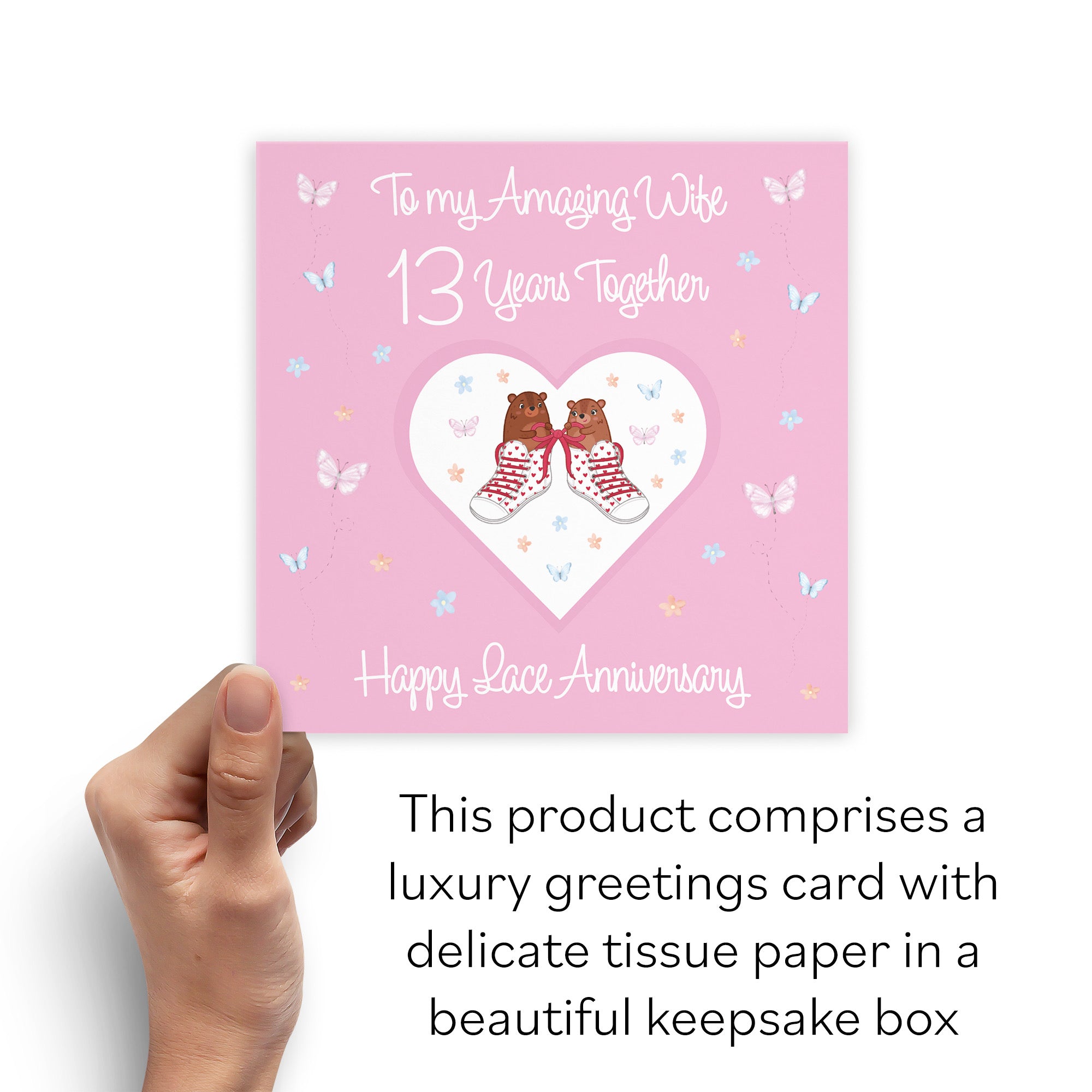 Boxed Wife 13th Anniversary Card Lace Romantic Meadows - Default Title (B0D5YM7YRC)