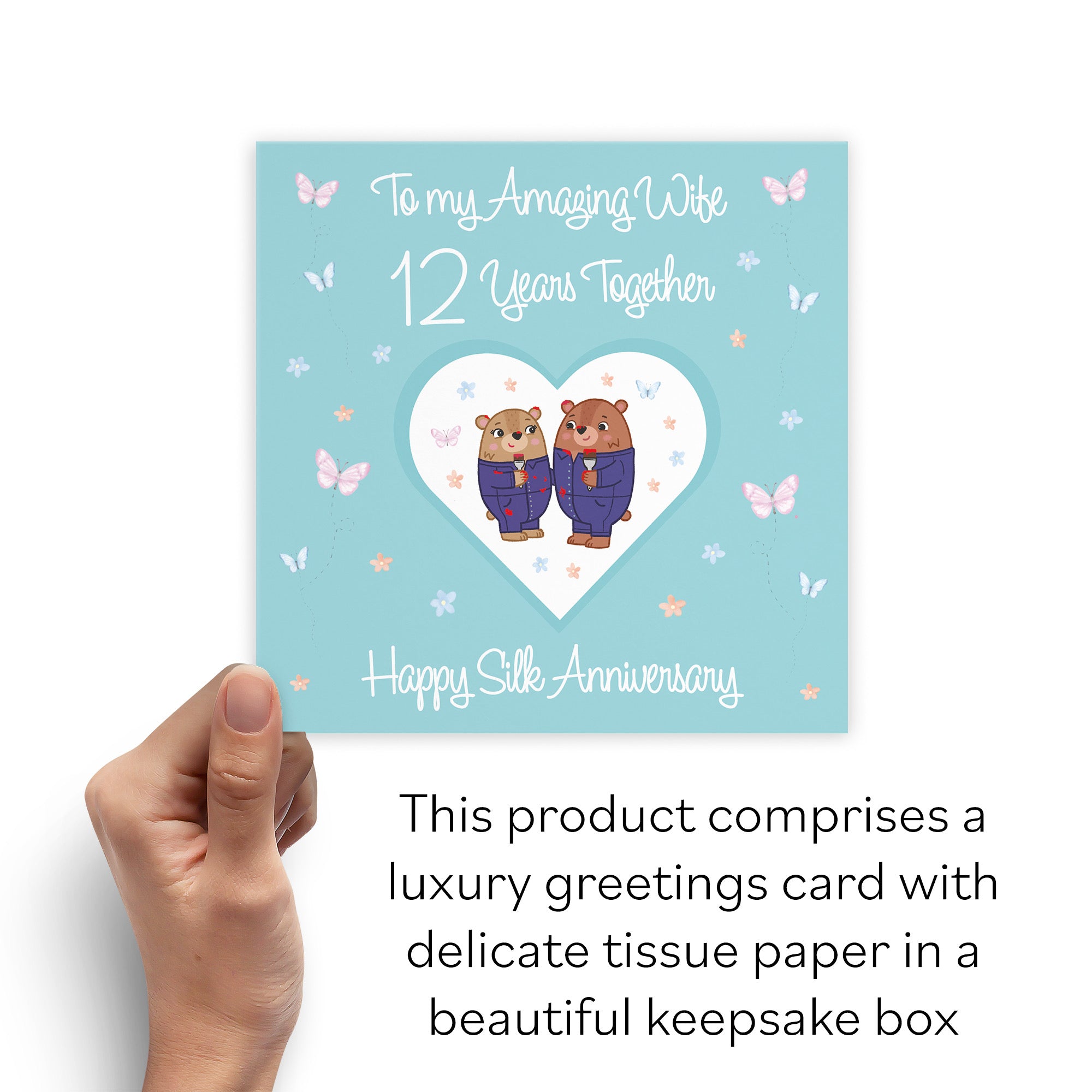 Boxed Wife 12th Anniversary Card Silk Romantic Meadows - Default Title (B0D5YM94H9)