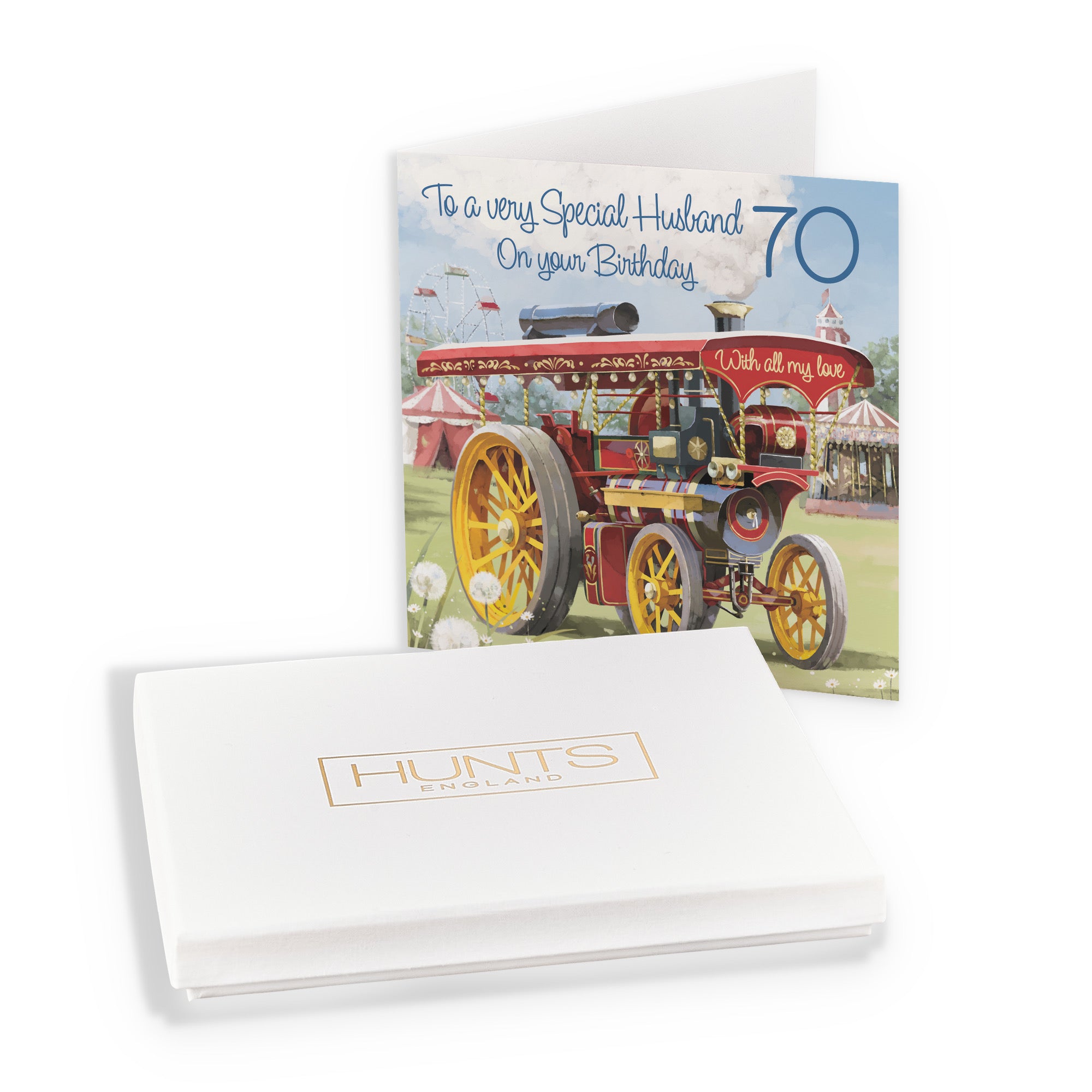 Boxed 70th Husband Traction Engine Birthday Card Steam Tractor Milo's Gallery - Default Title (B0D5YMGRY9)