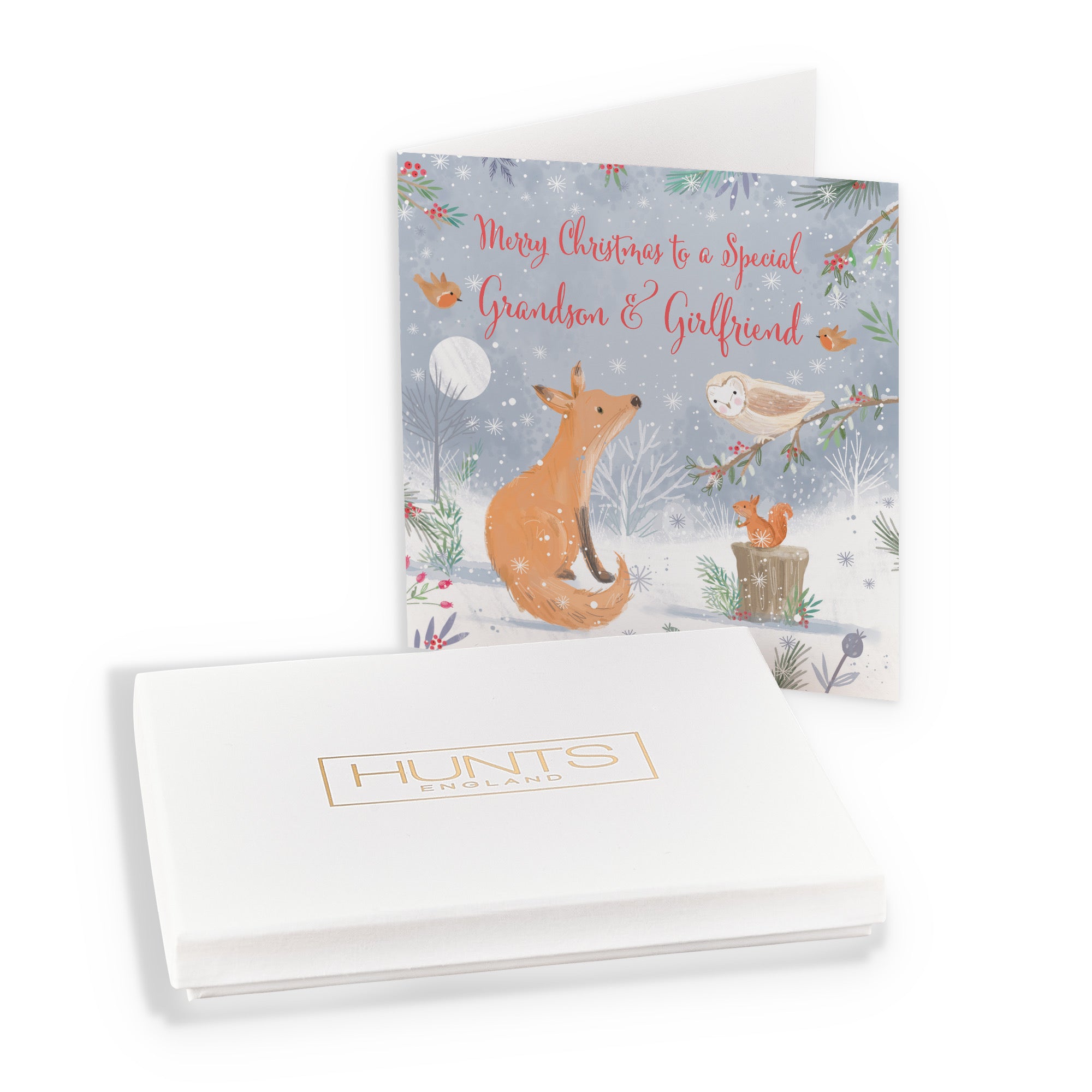 Boxed Grandson And Girlfriend Cute Fox Christmas Card Nature's Treasures - Default Title (B0D5YMLJ5L)