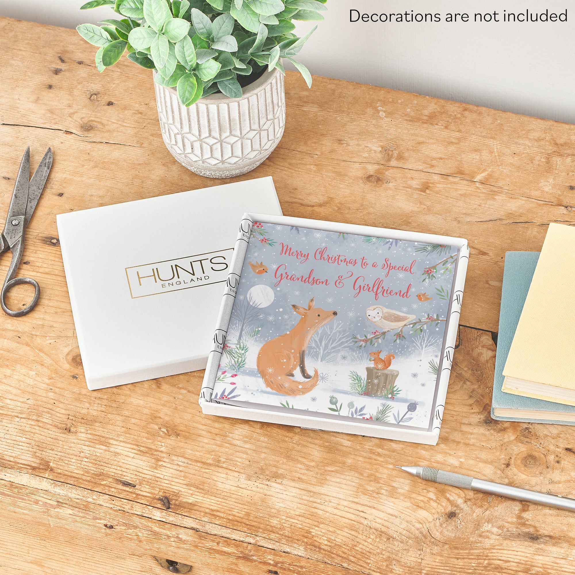 Boxed Grandson And Girlfriend Cute Fox Christmas Card Nature's Treasures - Default Title (B0D5YMLJ5L)