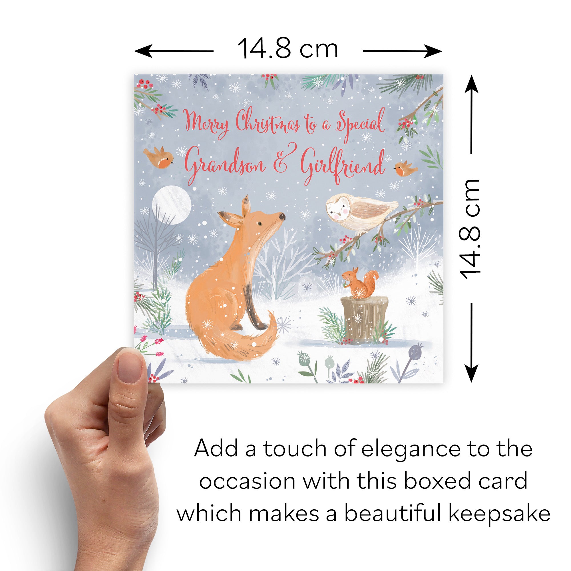 Boxed Grandson And Girlfriend Cute Fox Christmas Card Nature's Treasures - Default Title (B0D5YMLJ5L)