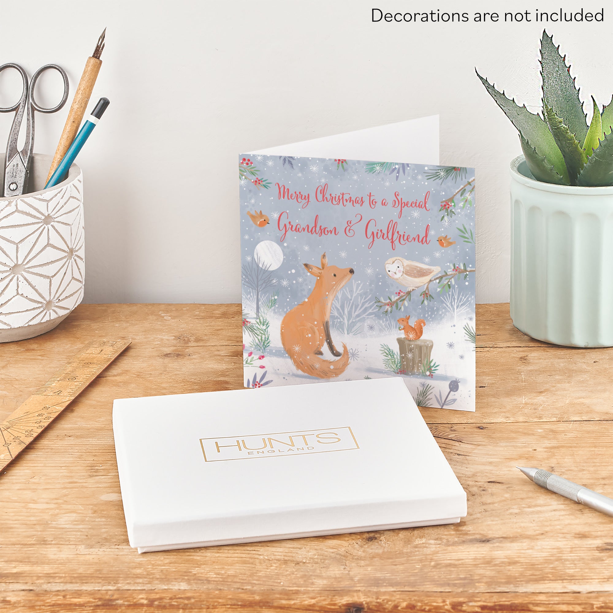 Boxed Grandson And Girlfriend Cute Fox Christmas Card Nature's Treasures - Default Title (B0D5YMLJ5L)