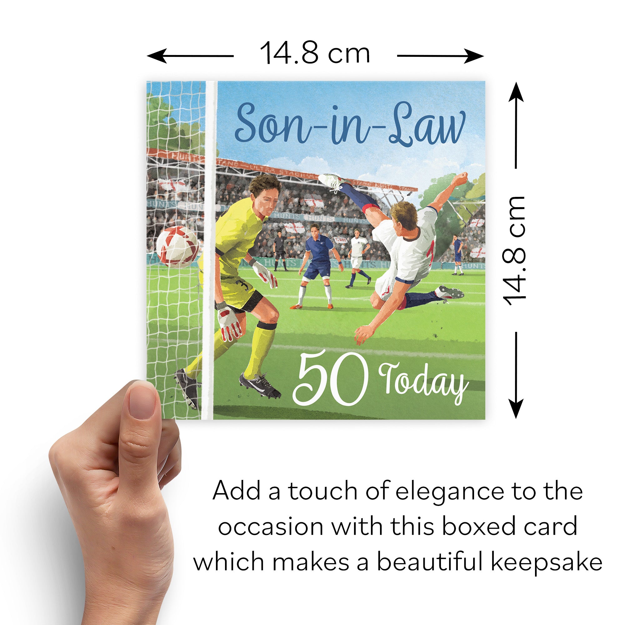 Boxed 50th Son In Law Football Birthday Card Milo's Gallery - Default Title (B0D5YMN46R)