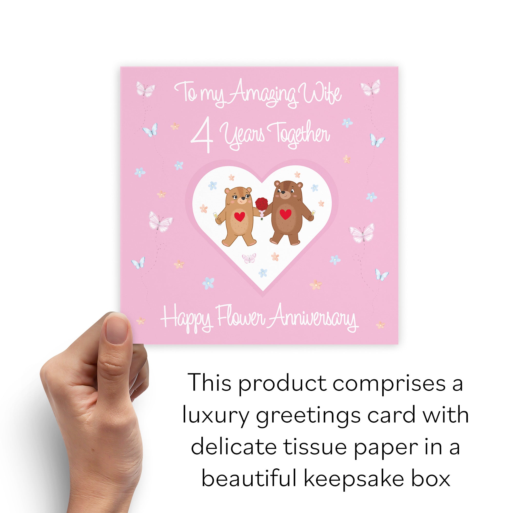 Boxed Wife 4th Anniversary Card Flower Romantic Meadows - Default Title (B0D5YMN49R)