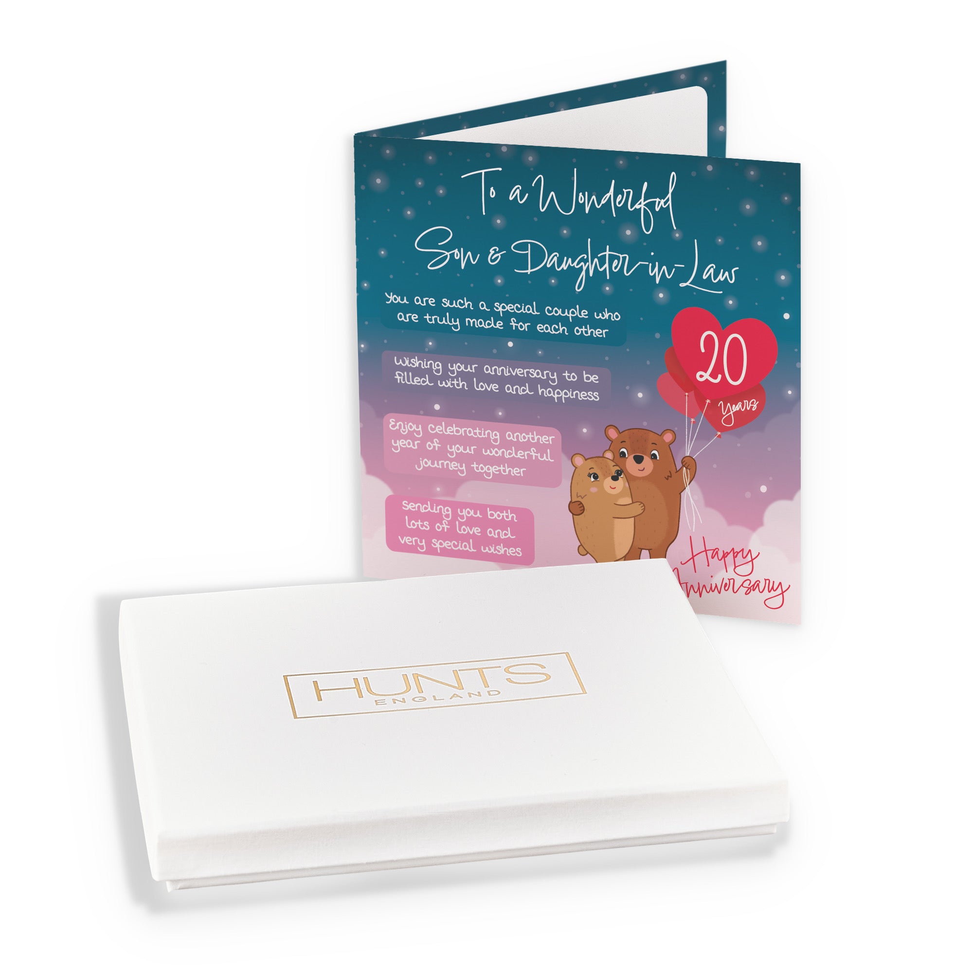 Boxed Son And Daughter In Law 20th Anniversary Card Starry Night Cute Bears - Default Title (B0D5YMQYDK)