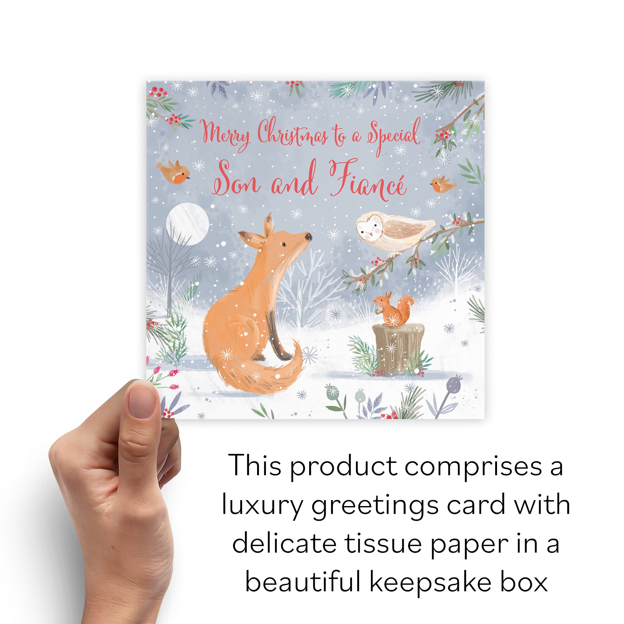 Boxed Son And Fiancé Cute Fox Christmas Card Nature's Treasures