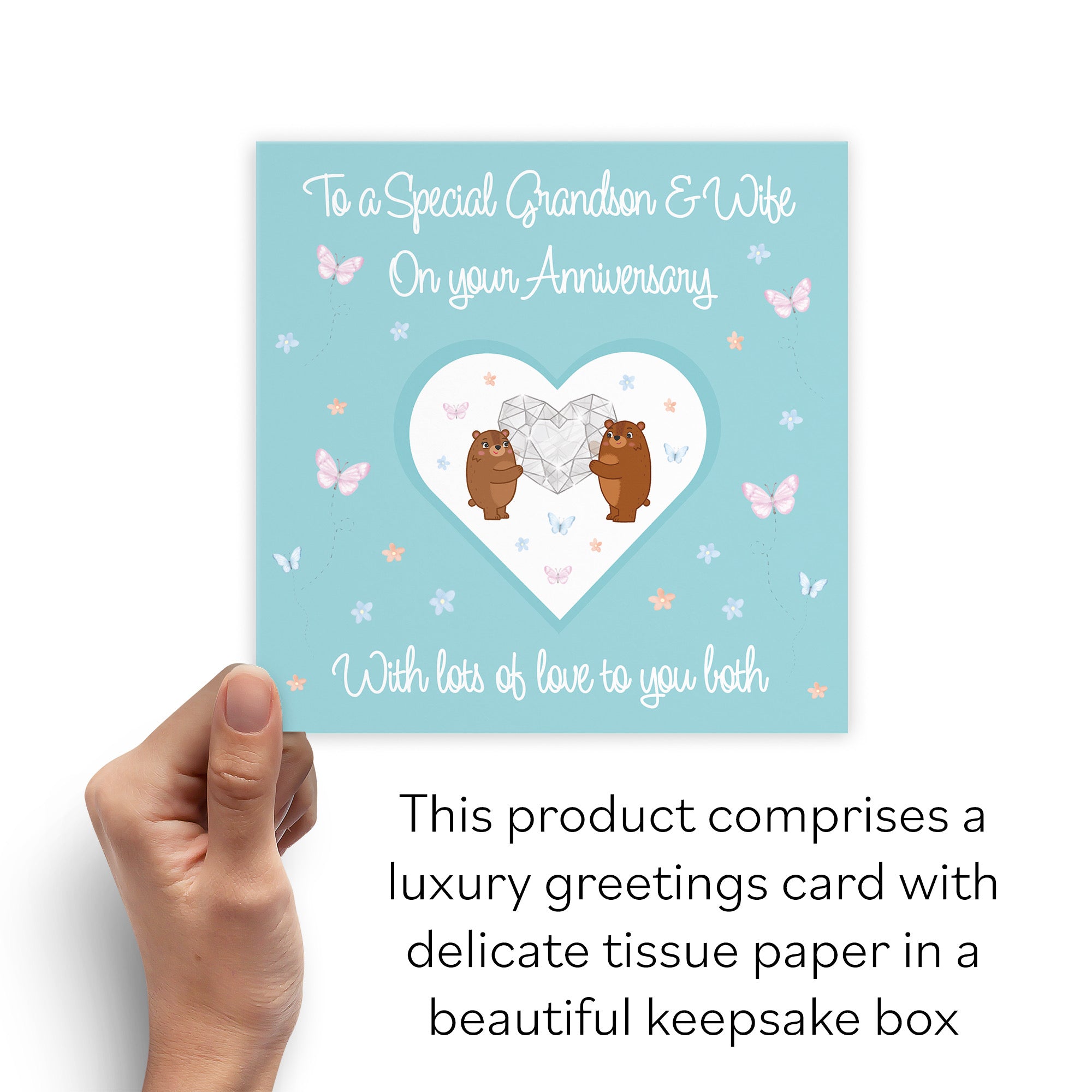 Boxed Grandson And Wife Anniversary Card Romantic Meadows - Default Title (B0D5YMSH79)