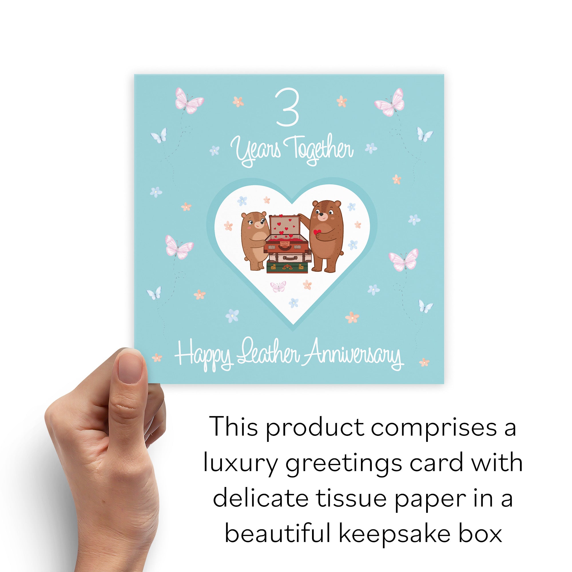 Boxed 3rd Anniversary Card Leather Romantic Meadows - Default Title (B0D5YMV3X1)