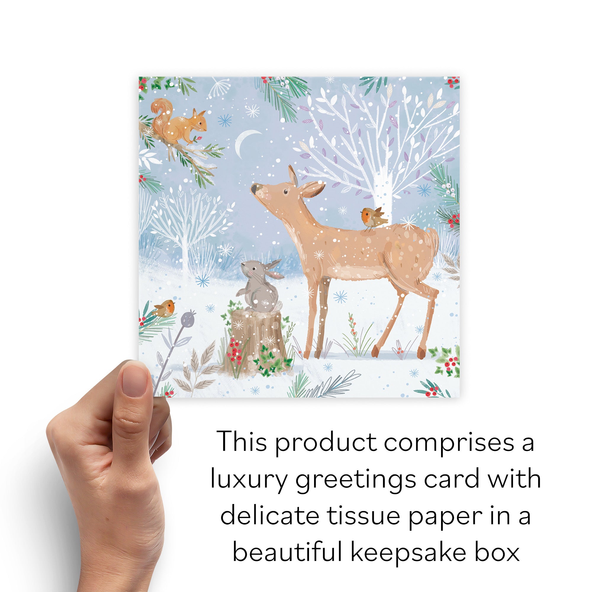 Boxed Open Single Deer Family Fun Christmas Card Nature's Treasures - Default Title (B0D5YMX1XX)