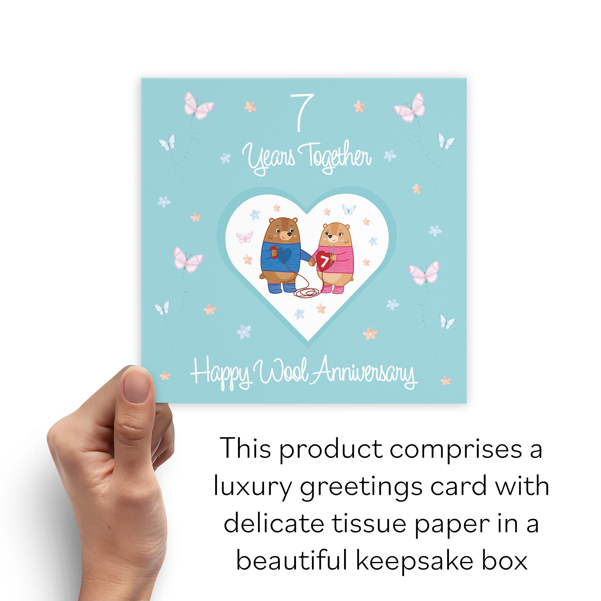 Boxed 7th Anniversary Card Wool Romantic Meadows - Default Title (B0D5YN1H1L)