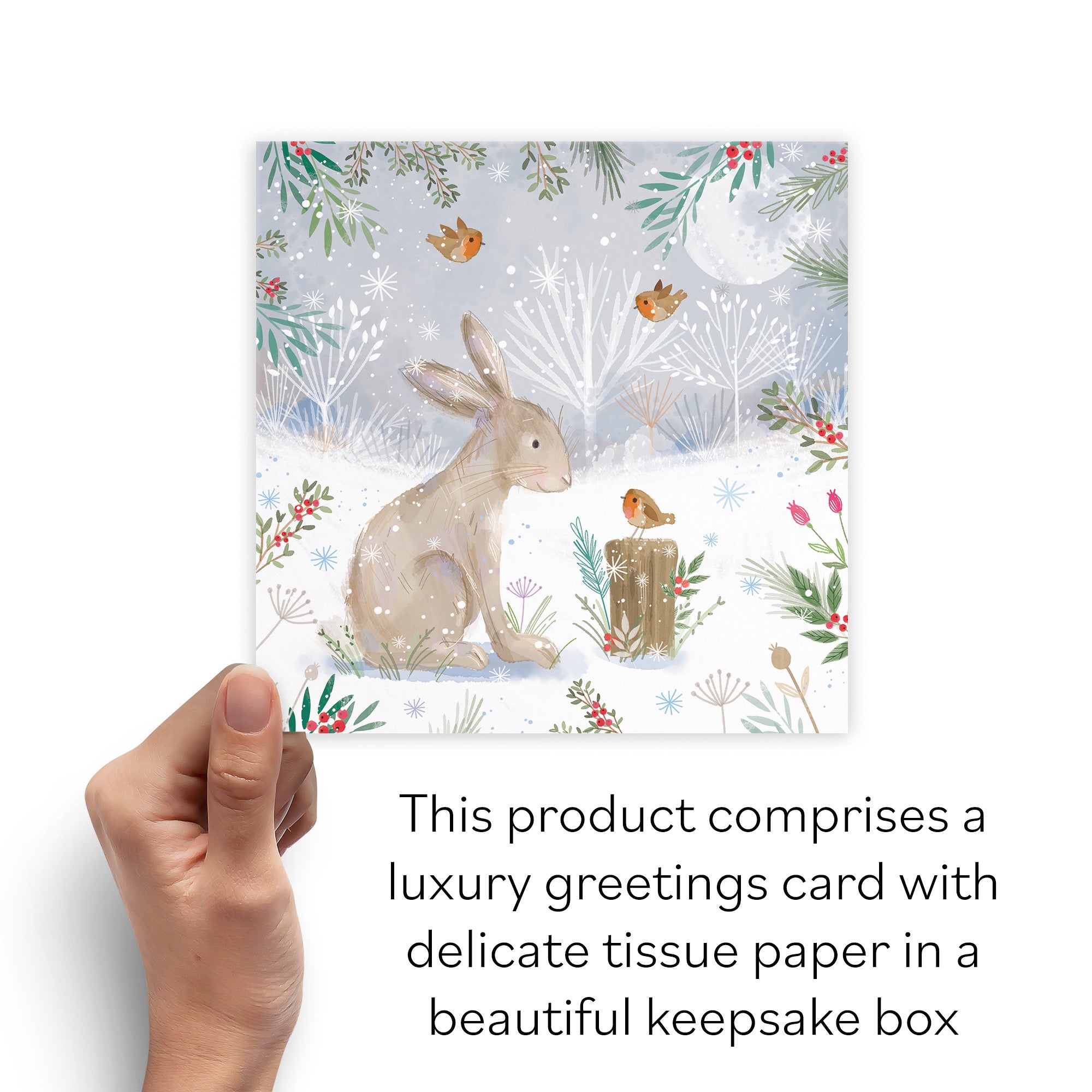 Boxed Open Single Hare Family Fun Christmas Card Nature's Treasures - Default Title (B0D5YN2KQN)