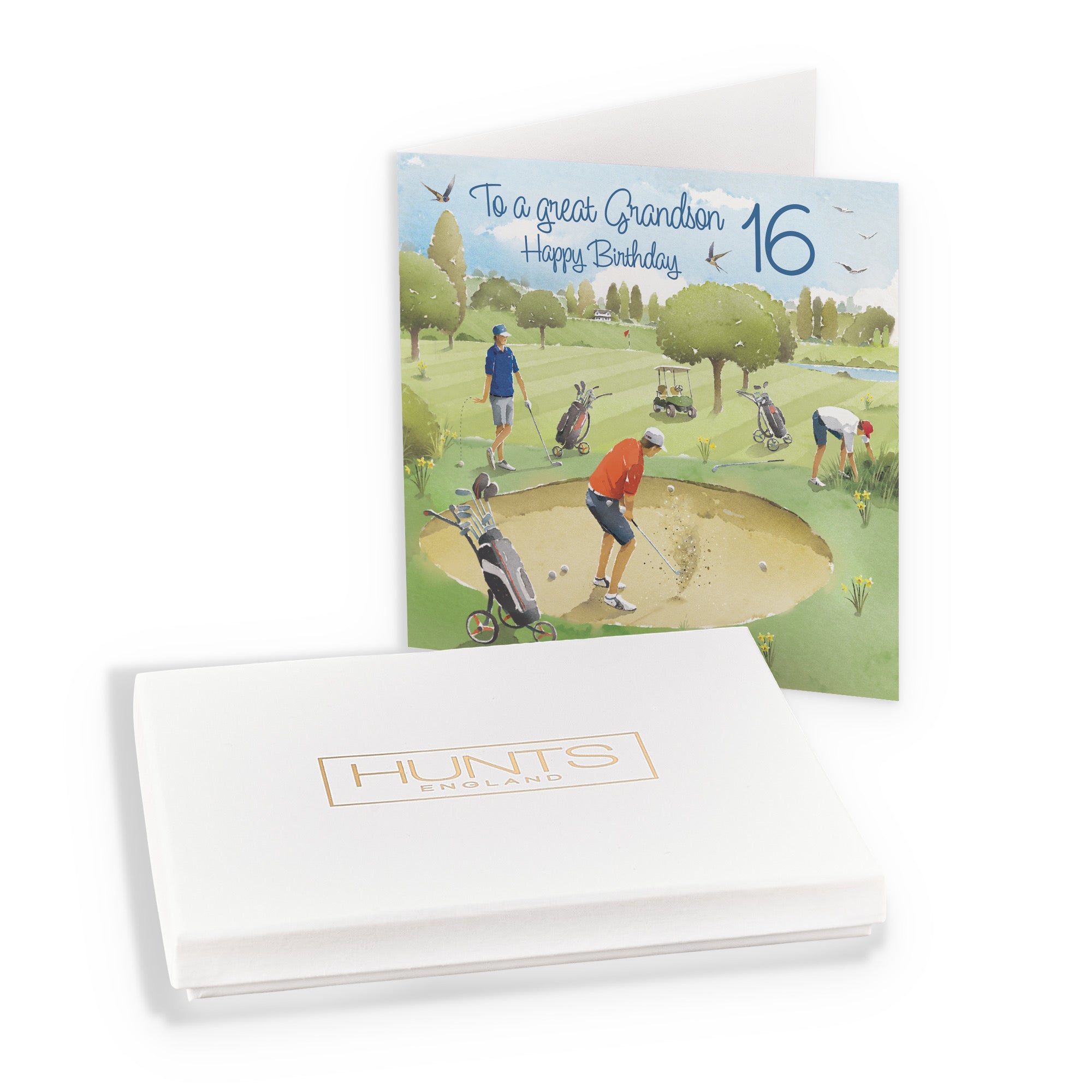 Boxed 16th Grandson Golfing Birthday Card Golf Bunker Milo's Gallery - Default Title (B0D5YN3BM7)