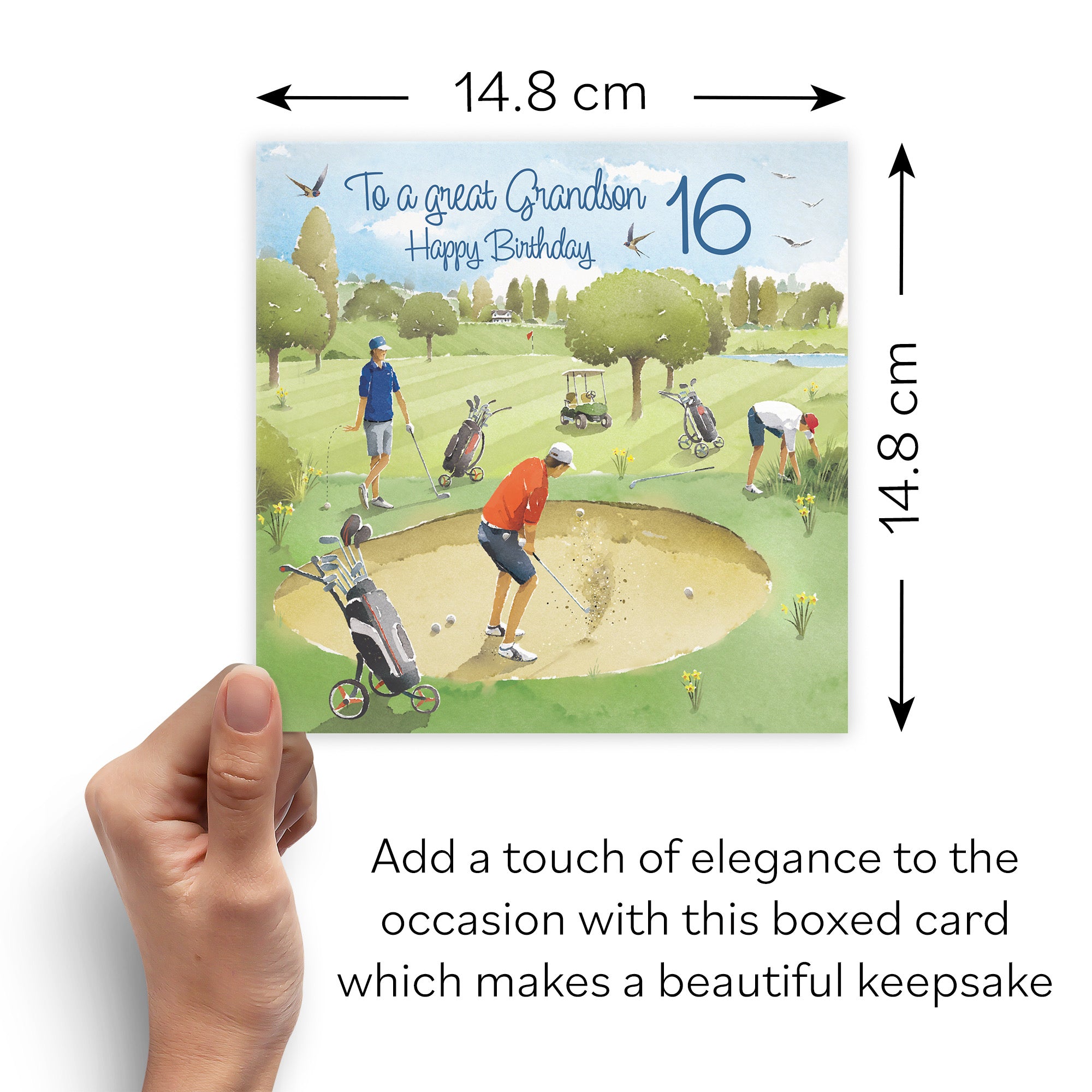 Boxed 16th Grandson Golfing Birthday Card Golf Bunker Milo's Gallery - Default Title (B0D5YN3BM7)