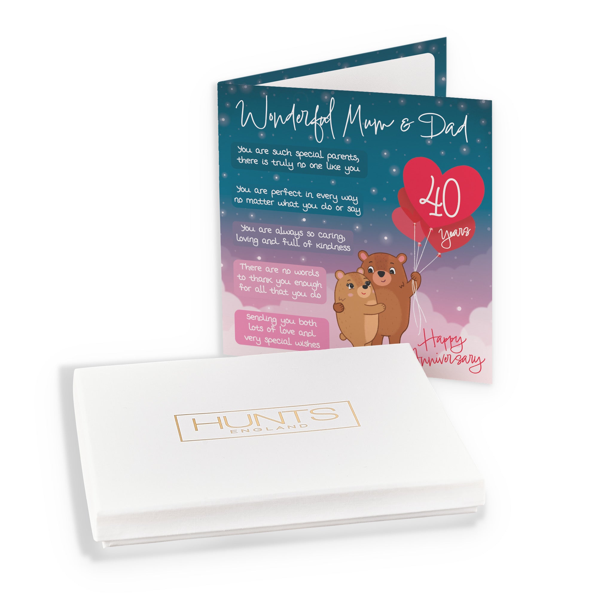 Boxed Mum And Dad 40th Anniversary Card Starry Night Cute Bears - Default Title (B0D5YN4383)