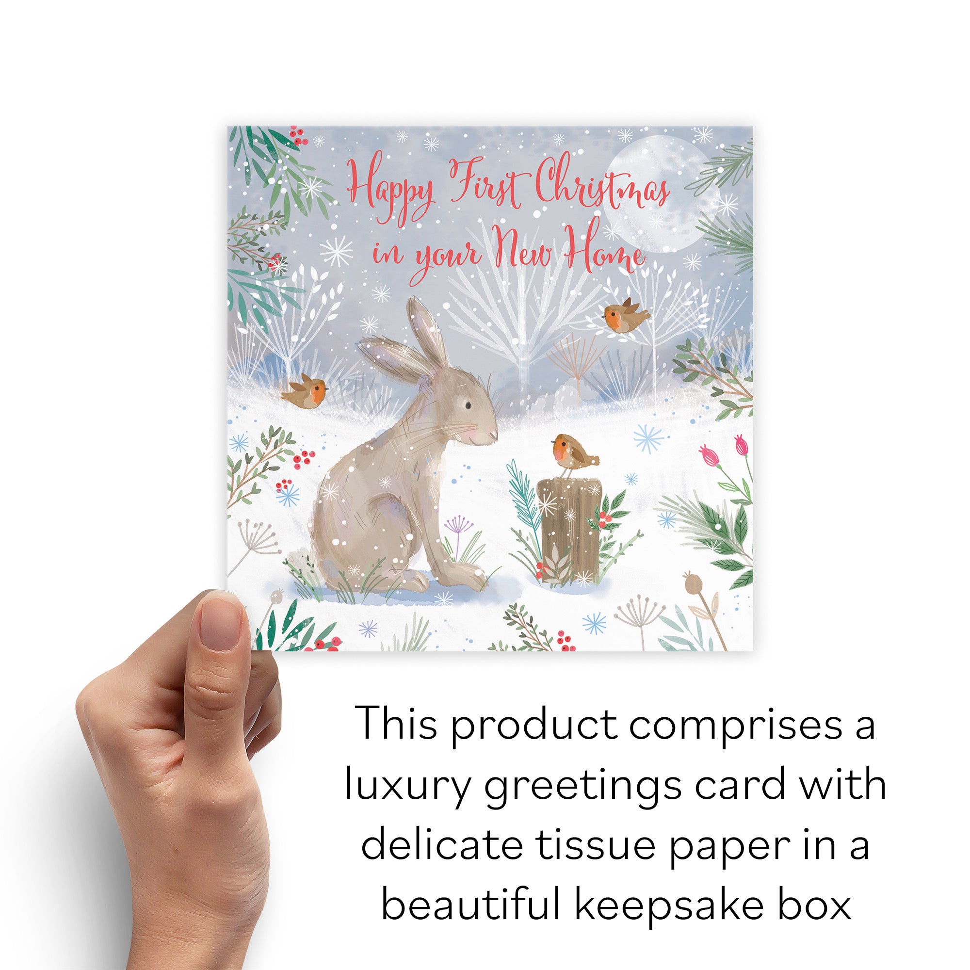 Boxed 1st Christmas In Your New Home Cute Hare Card Nature's Treasures - Default Title (B0D5YN8KPV)