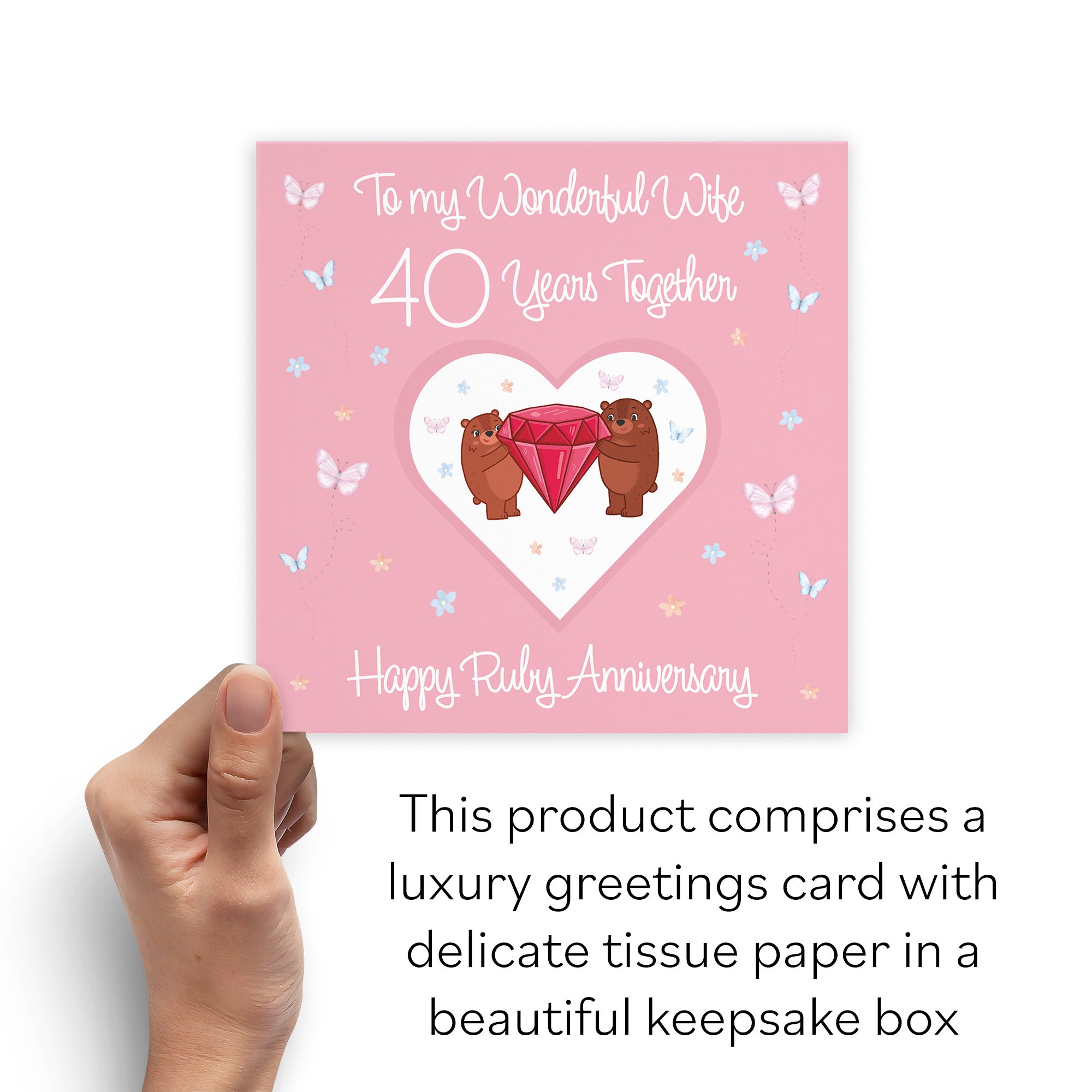 Boxed Wife 40th Anniversary Card Ruby Romantic Meadows - Default Title (B0D5YN995R)