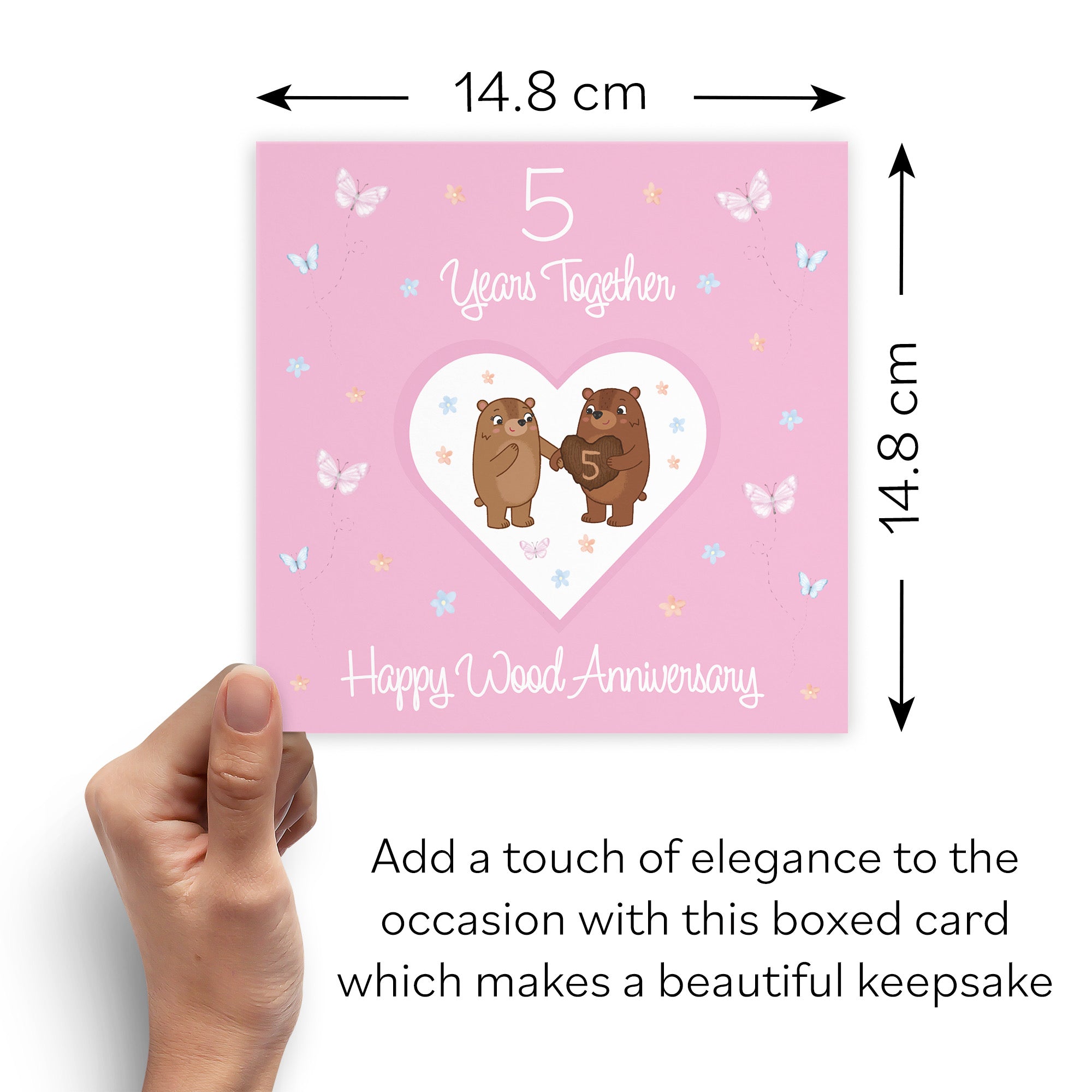 Boxed 5th Anniversary Card Wood Romantic Meadows - Default Title (B0D5YN9F3F)